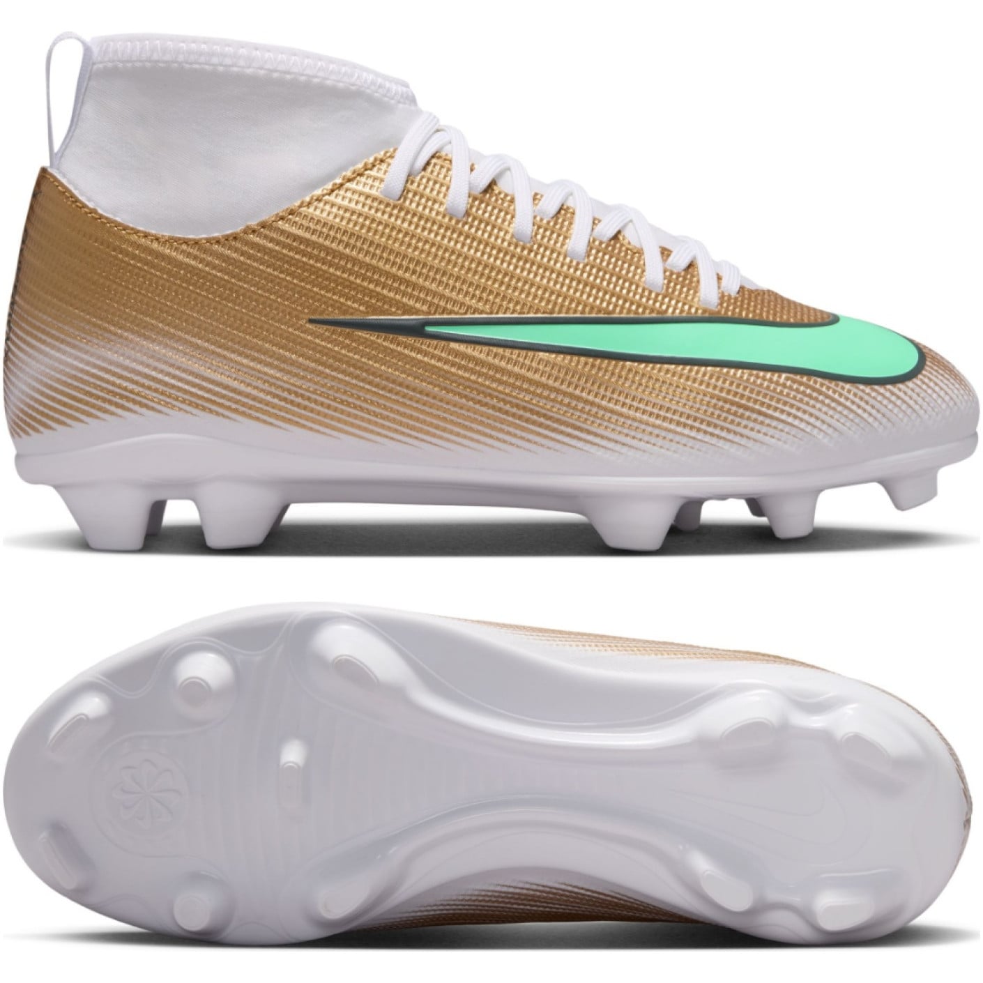 Nike Mercurial Superfly 11 Mbappé Club Grass/Artificial Grass football Boots (MG) Kids Gold Green White
