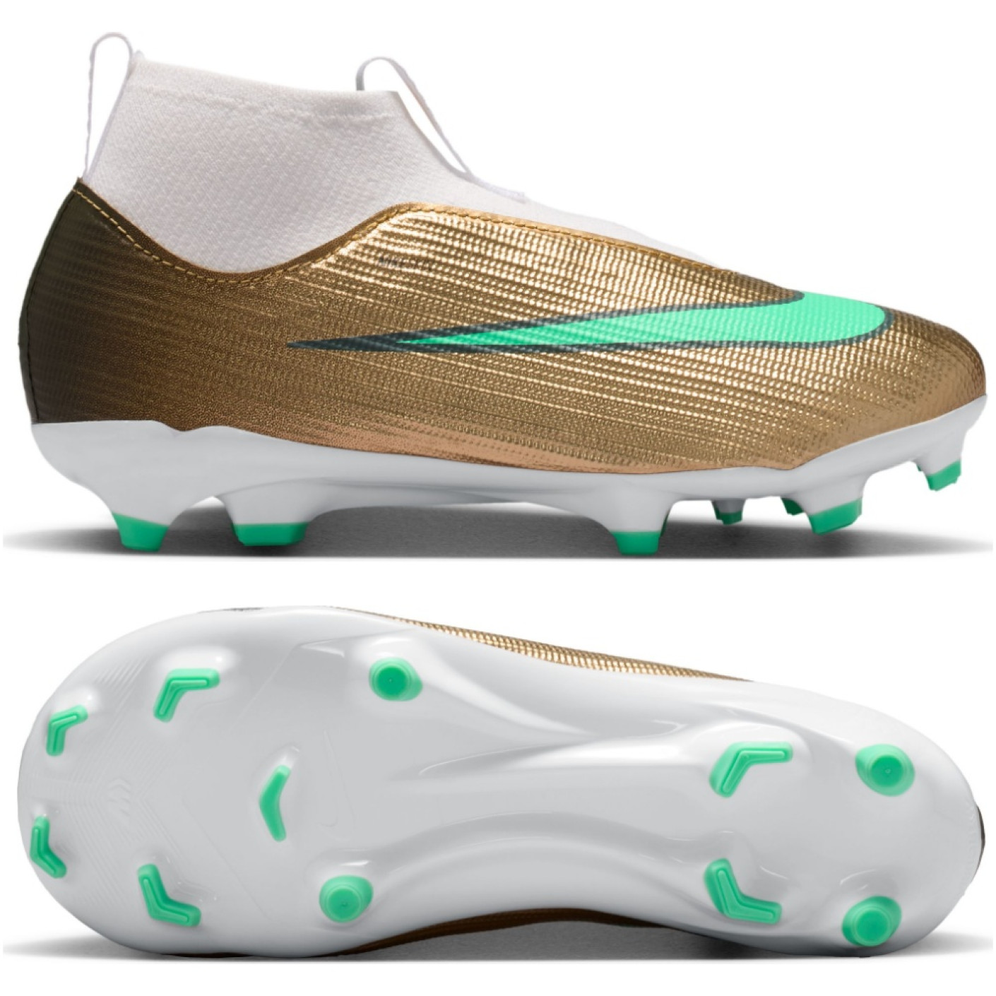Nike Mercurial Superfly 11 Mbappé Academy Gras / Kunstgras Voetbalschoenen (MG) Peuters/Kleuters Goud Groen Wit