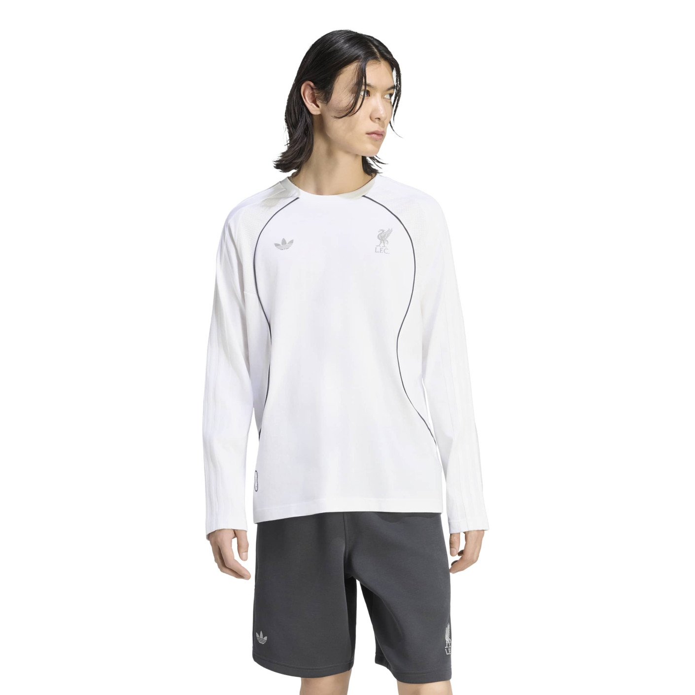 adidas Liverpool Originals Long Sleeve T-Shirt White Silver Black