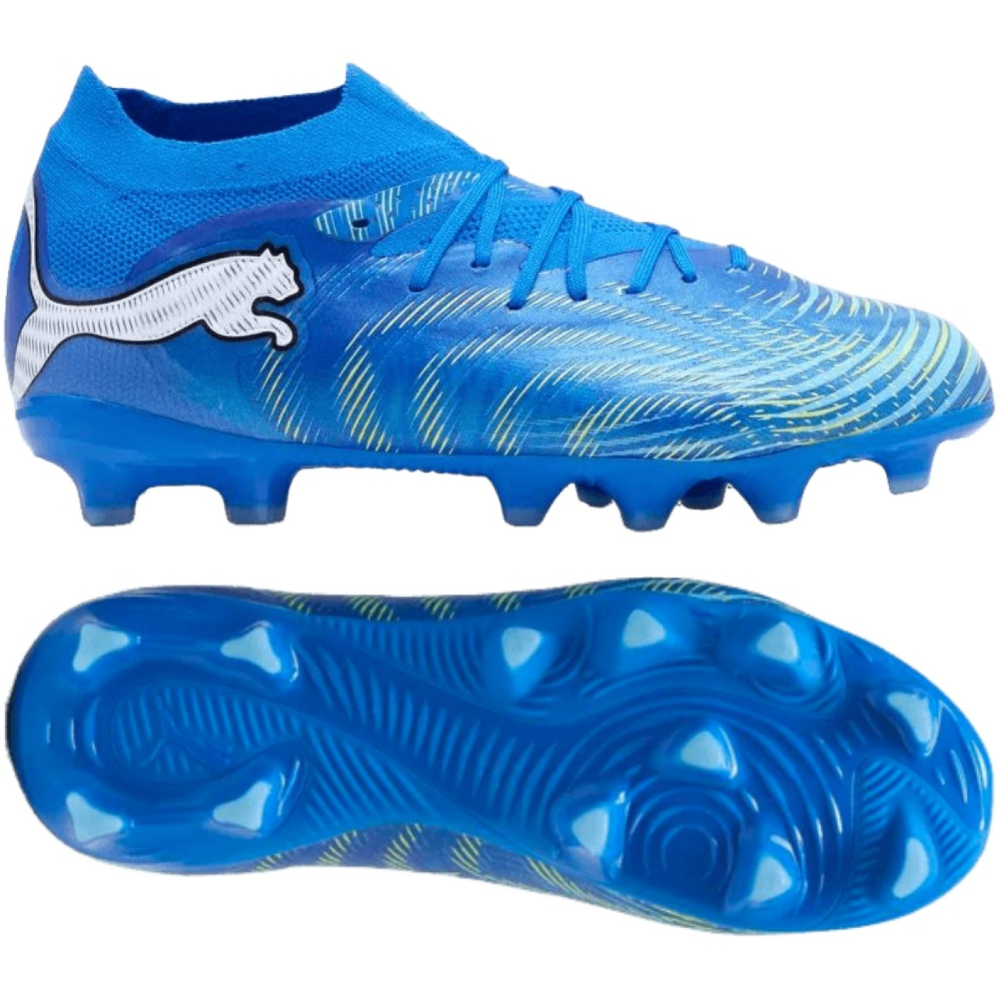 PUMA Future 9 Pro Grass/Artificial Grass Football Boots (MG) Kids Blue Luminous Blue Lime