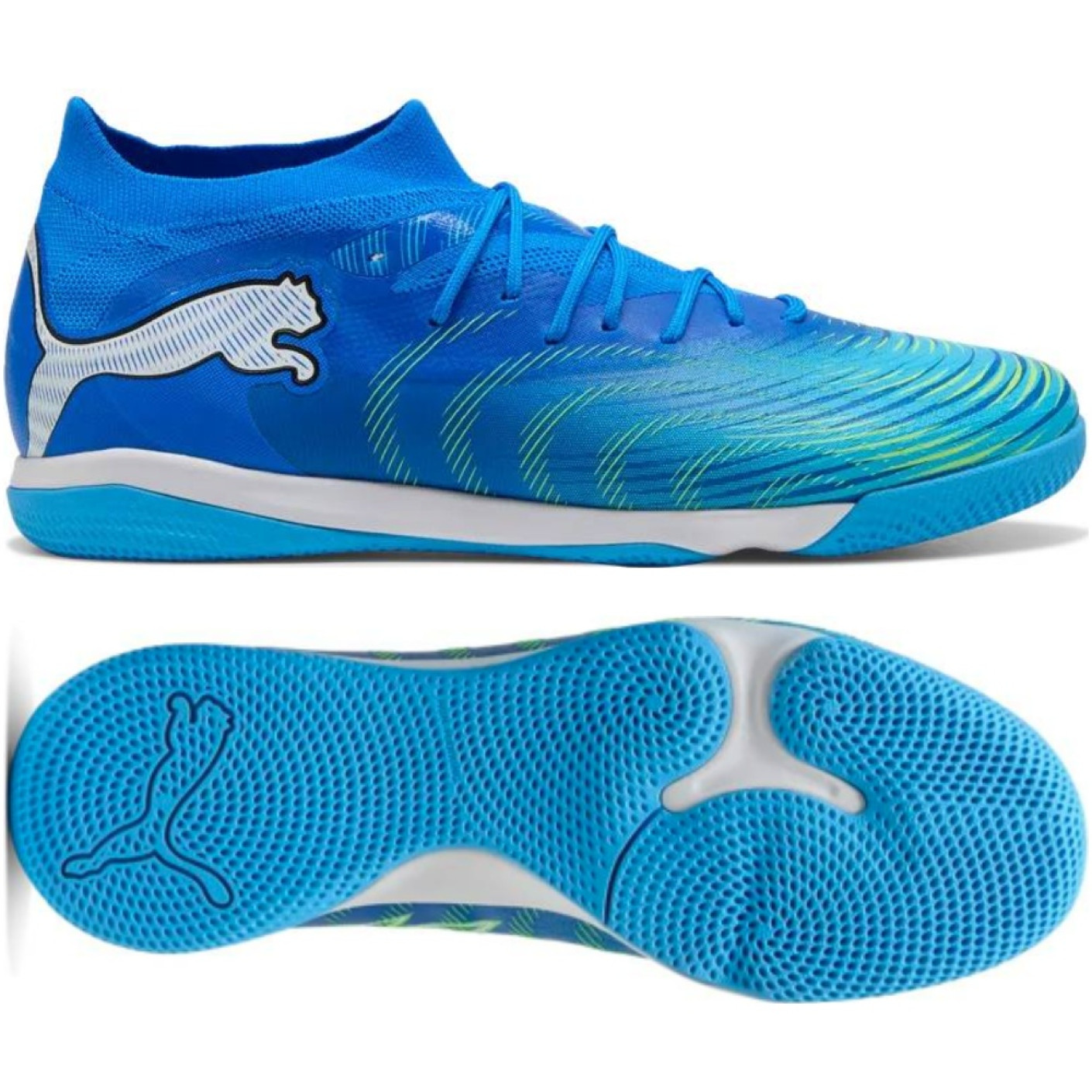 PUMA Future 9 Match Zaalvoetbalschoenen (IN) Blauw Luminous Blue Lime