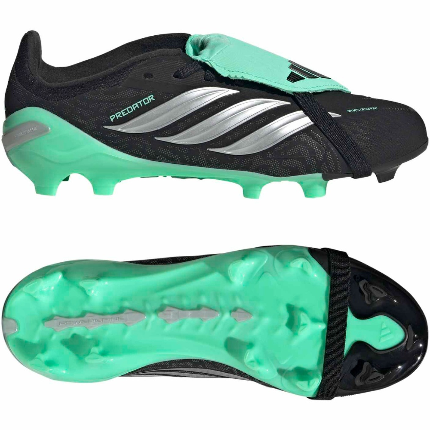 adidas Predator Elite FT Gras Voetbalschoenen (FG) Kids Zwart Zilver Mintgroen