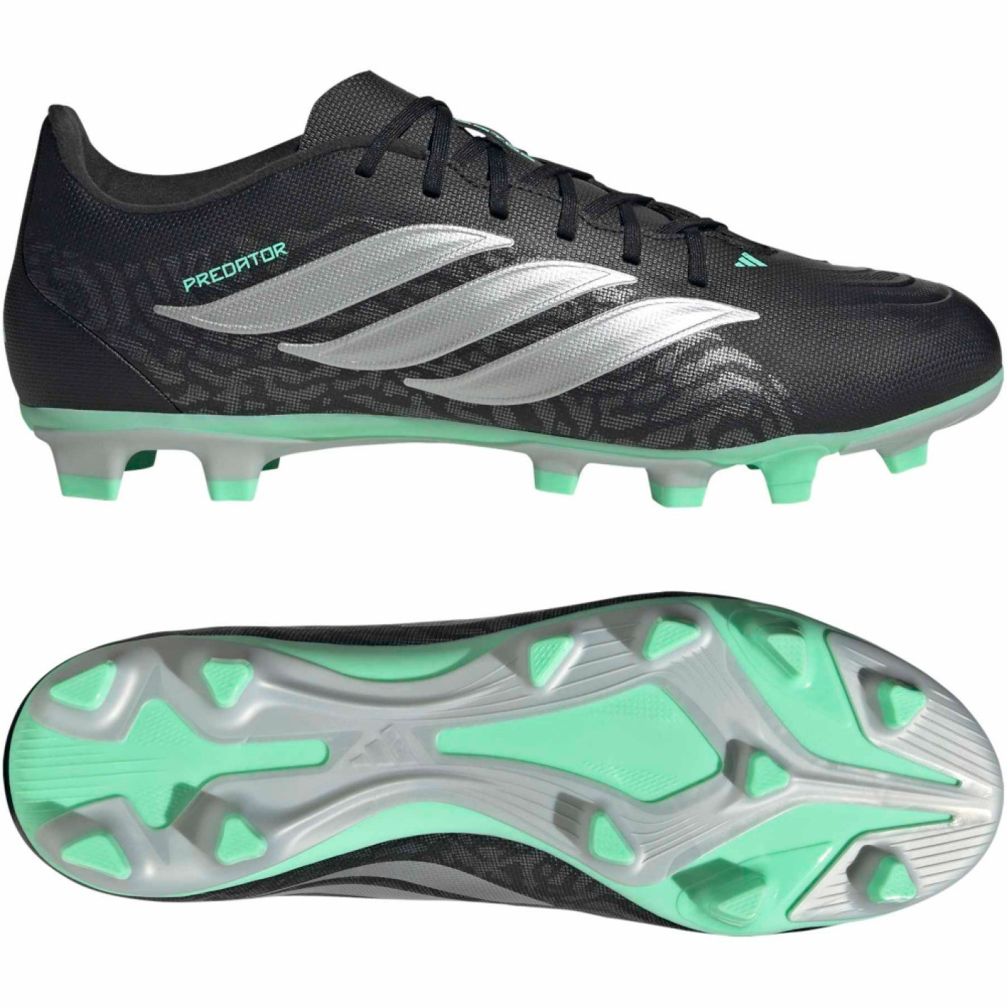 adidas Predator Club Grass/Artificial Grass Football Boots (MG) Black Silver Mint Green