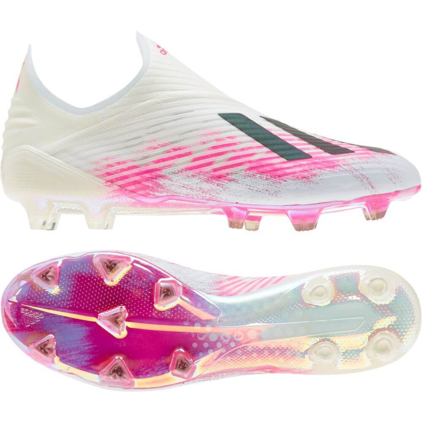 adidas X 19+ Gras Voetbalschoenen (FG) Wit Zwart Roze