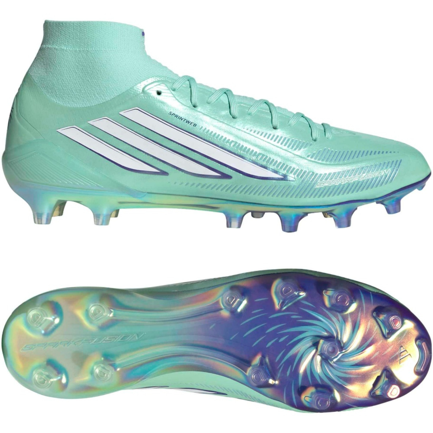 adidas F50 Sparkfusion Elite Mid Gras / Kunstgras Voetbalschoenen (MG) Dames Mintgroen Wit Blauw