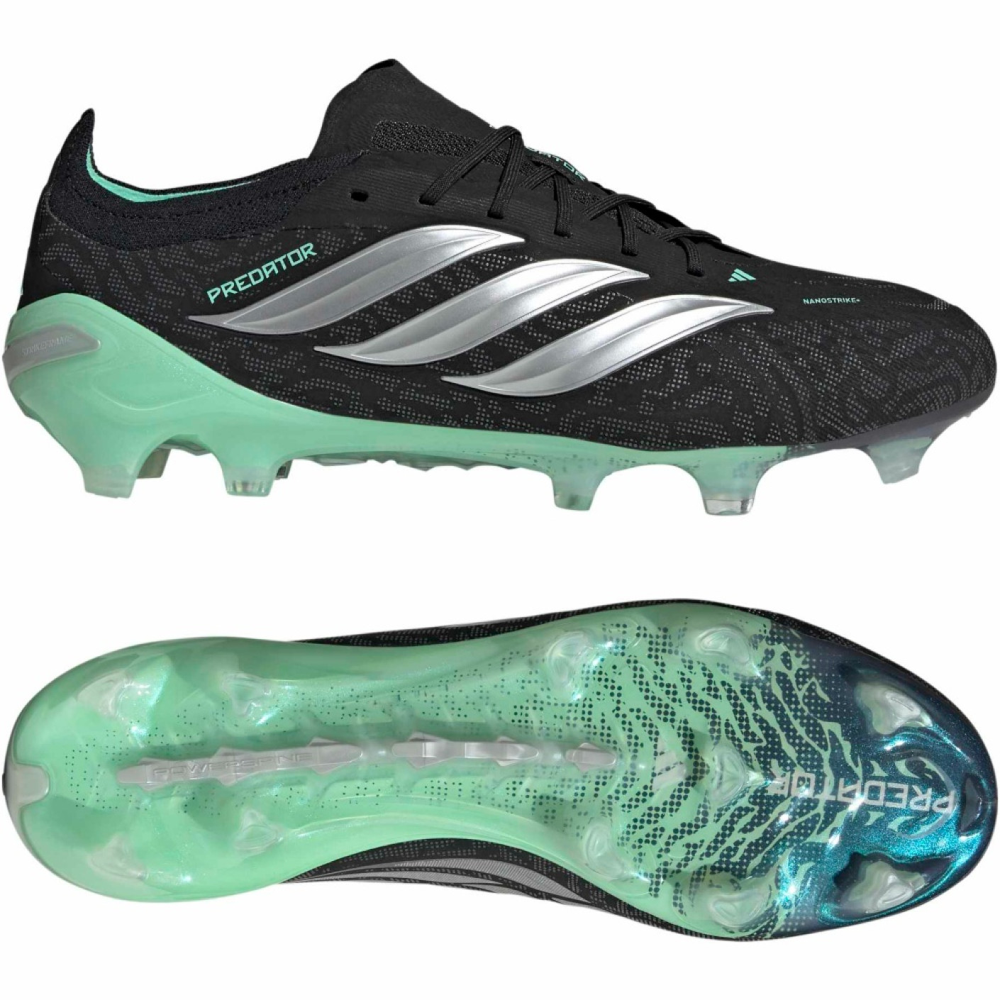 adidas Predator Elite Gras Voetbalschoenen (FG) Zwart Zilver Mintgroen
