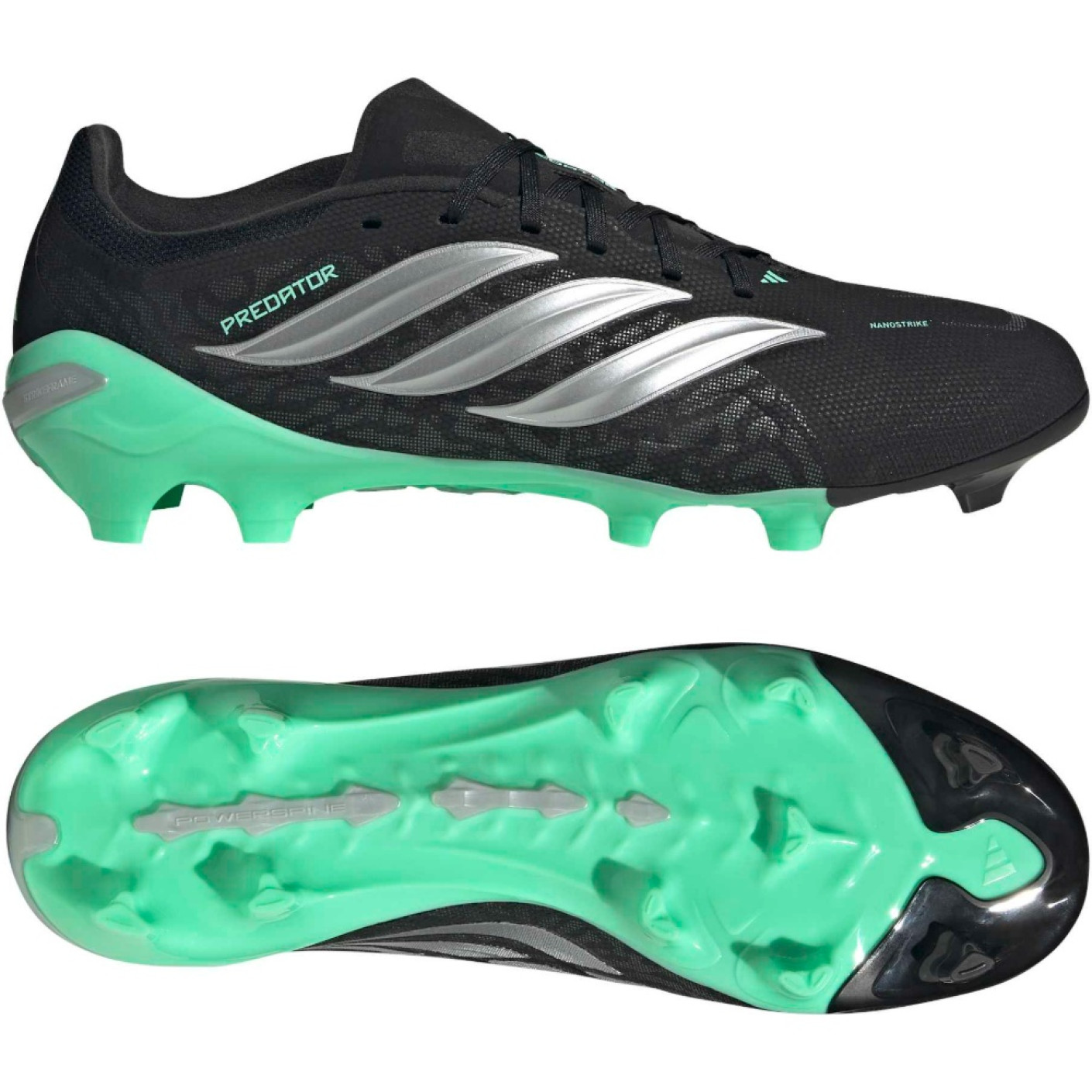adidas Predator League Gras Voetbalschoenen (FG) Zwart Zilver Mintgroen