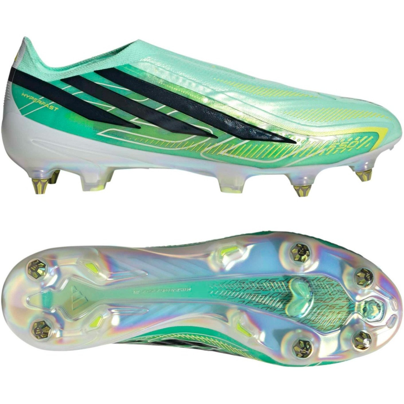 adidas F50 Hyperfast Elite Veterloze IJzeren-Nop Voetbalschoenen (SG) Mintgroen Zwart Wit