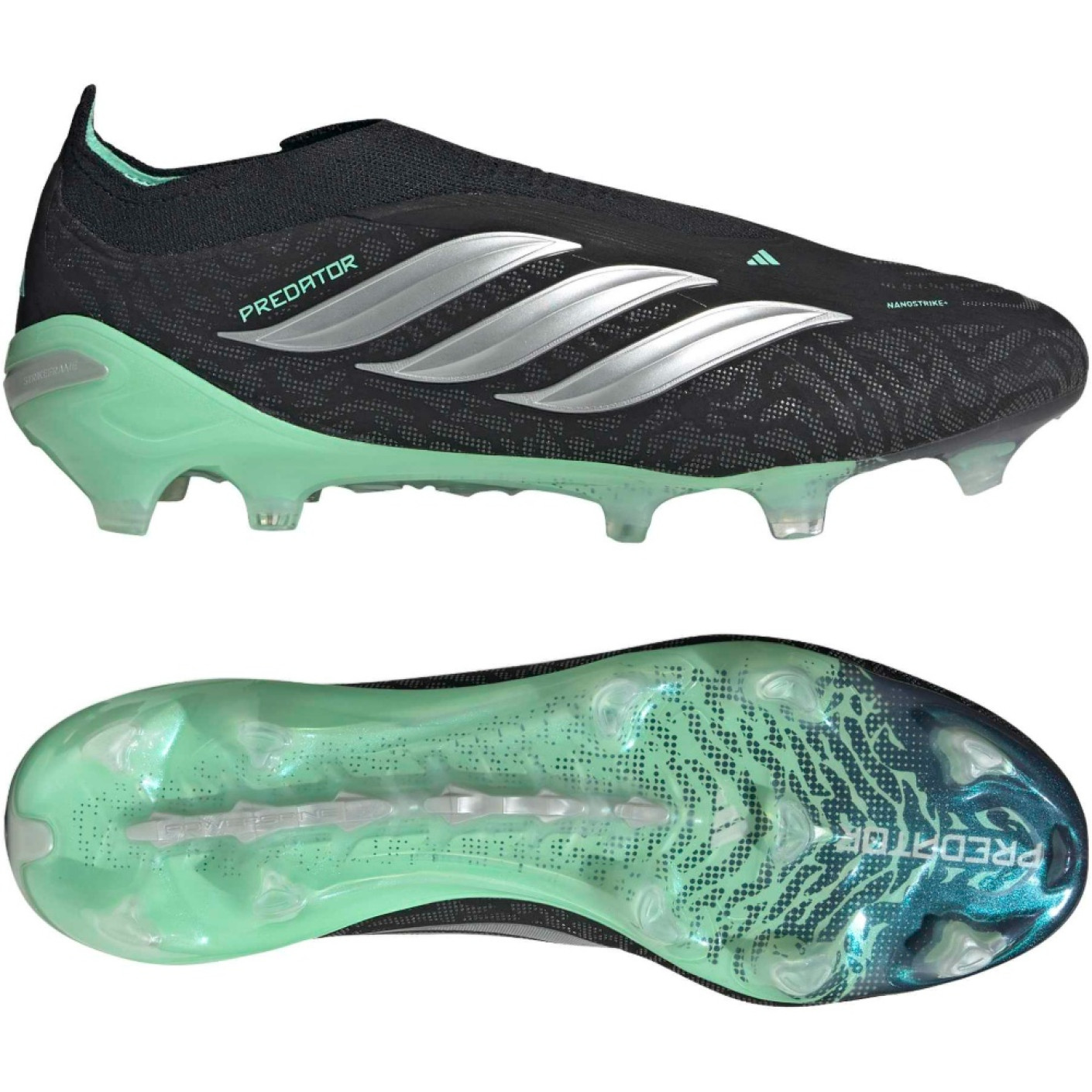adidas Predator Elite Veterloze Gras Voetbalschoenen (FG) Zwart Zilver Mintgroen