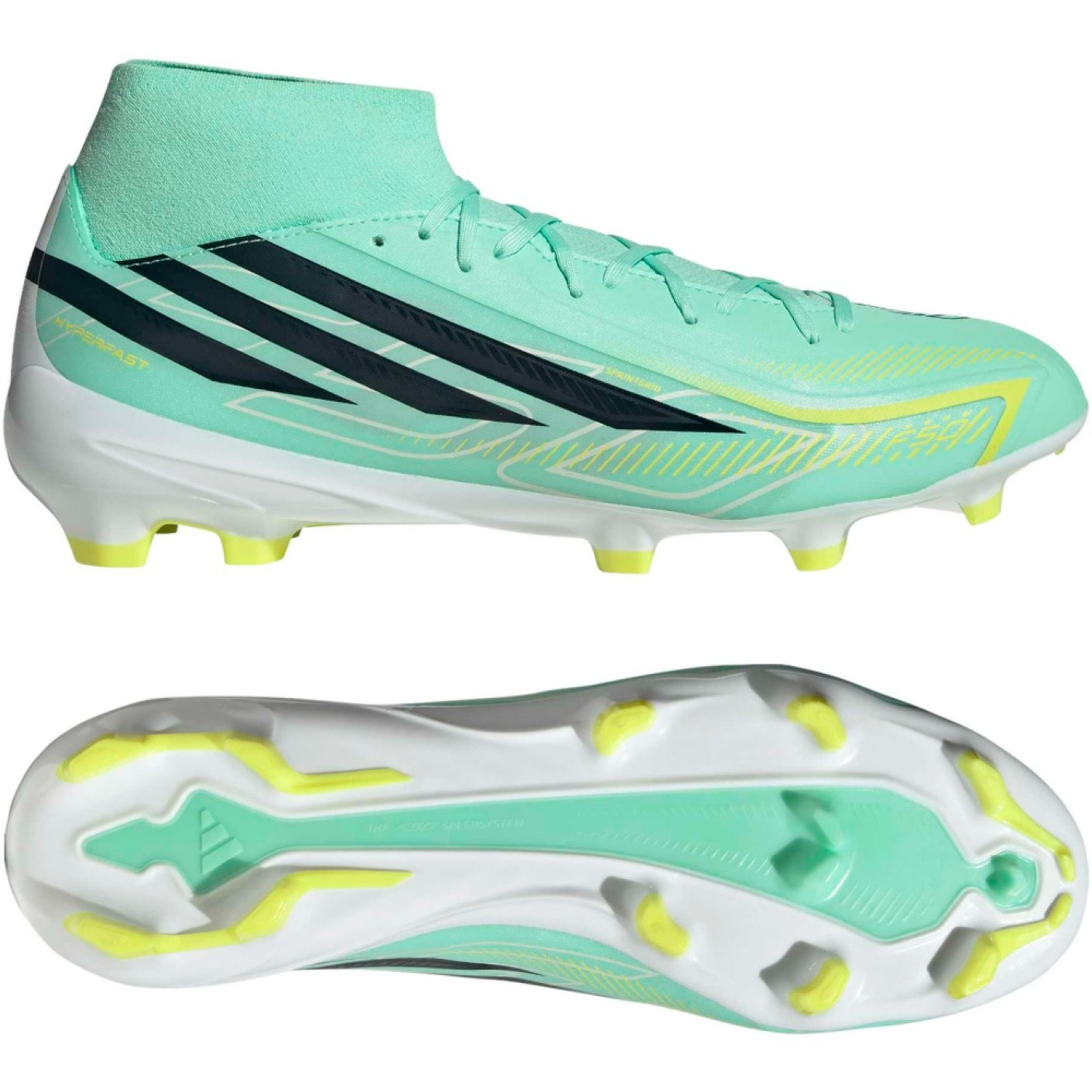 adidas F50 Hyperfast League Mid Gras Voetbalschoenen (FG) Mintgroen Zwart Wit