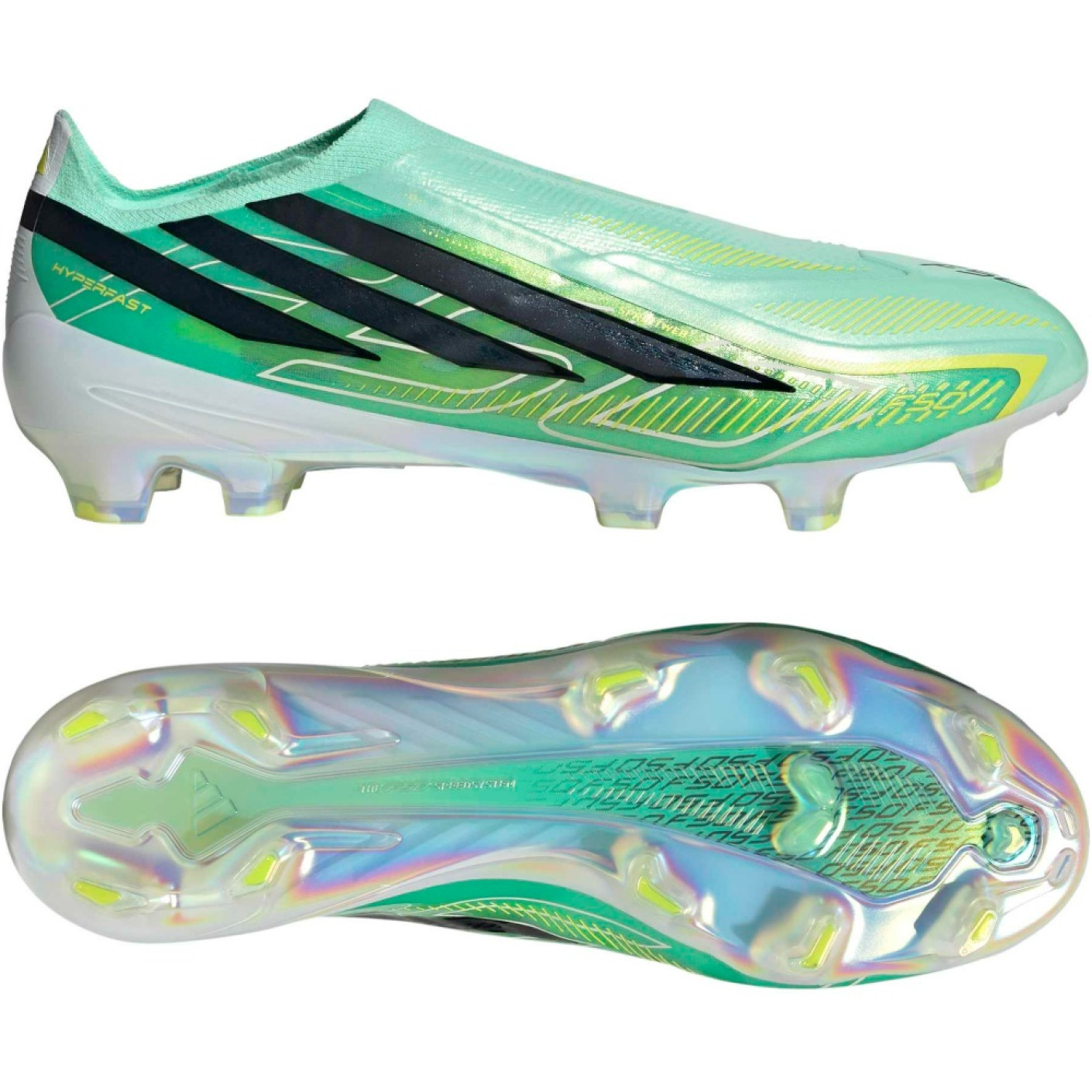 adidas F50 Hyperfast Elite Laceless Grass Football Boots (FG) Mint Green Black White