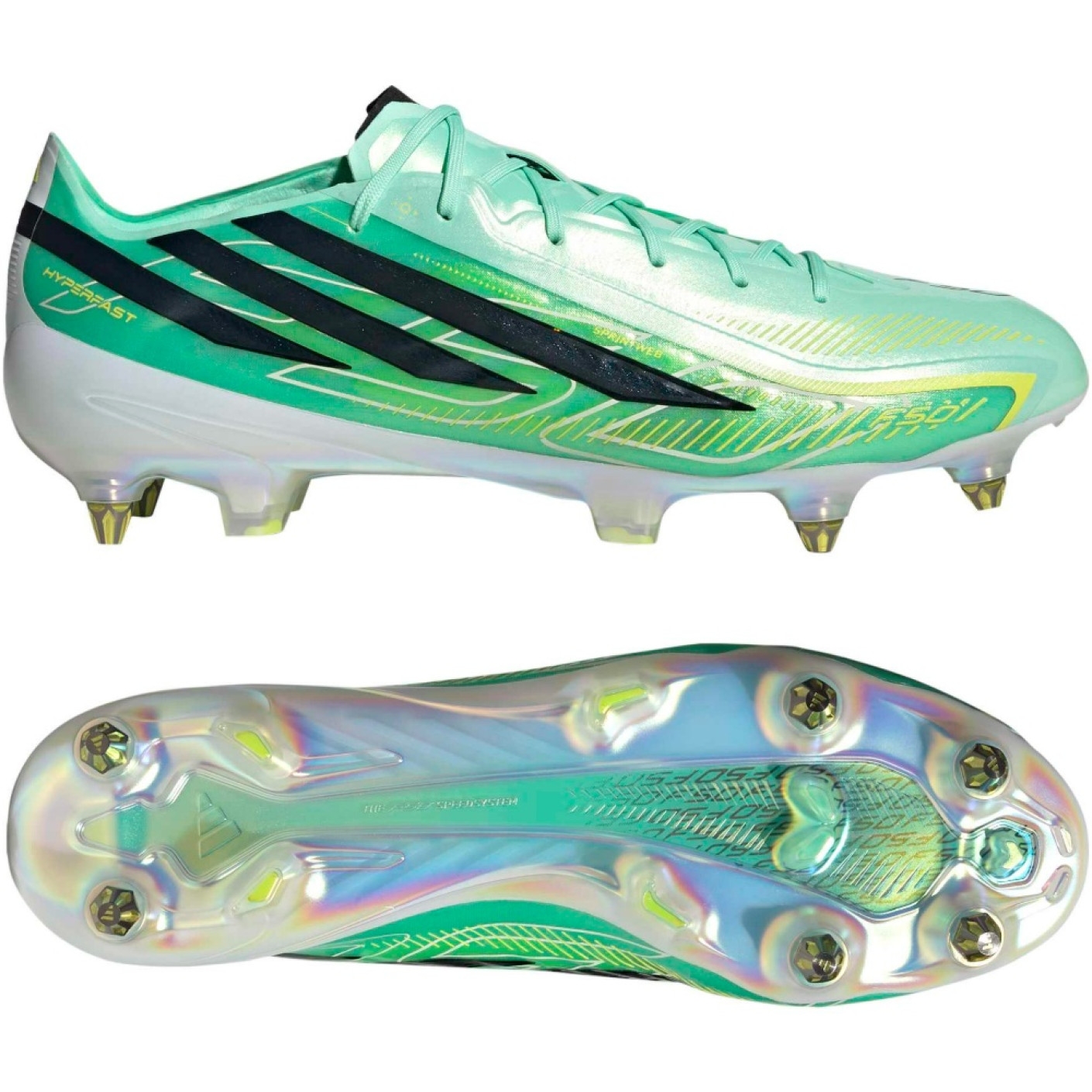 adidas F50 Hyperfast Elite IJzeren-Nop Voetbalschoenen (SG) Mintgroen Zwart Wit