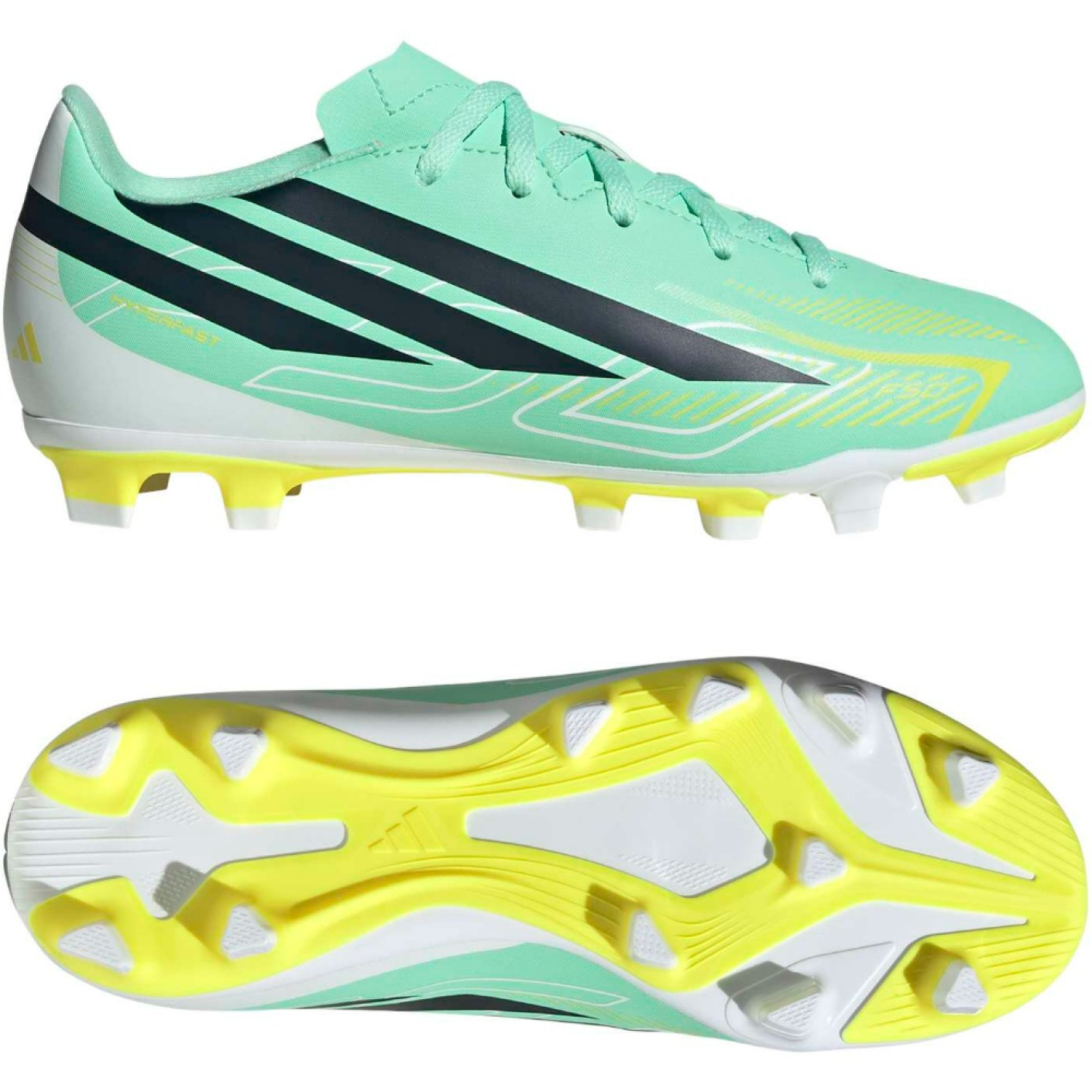 adidas F50 Hyperfast Club Gras / Kunstgras Voetbalschoenen (MG) Kids Mintgroen Zwart Wit