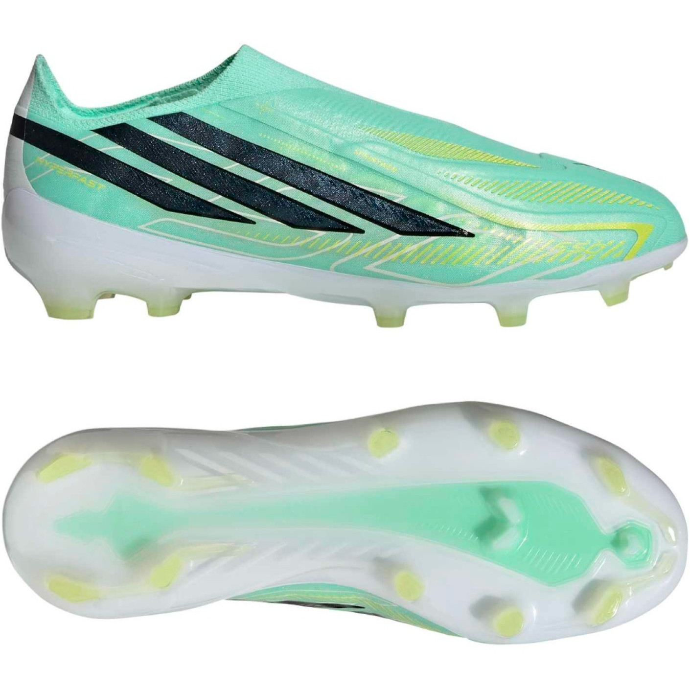 adidas F50 Hyperfast Elite Laceless Grass Football Boots (FG) Kids Mint Green Black White