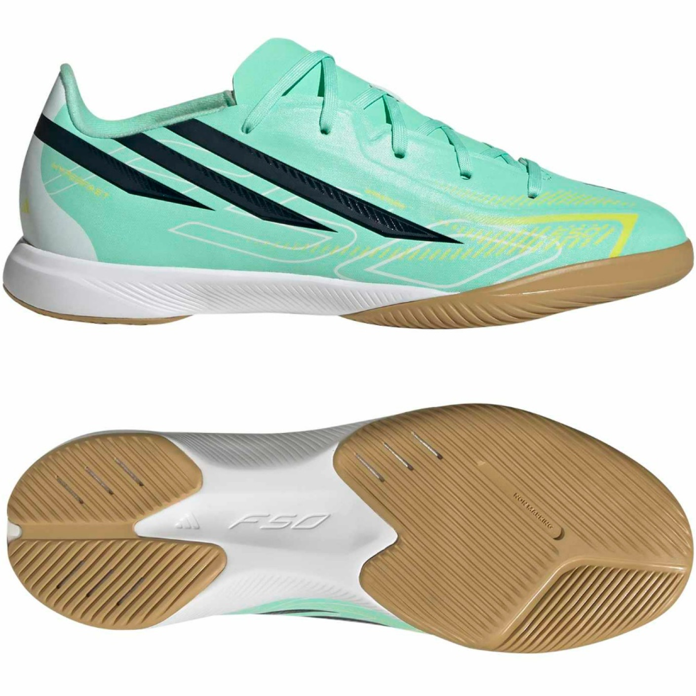 adidas F50 Hyperfast League (IN) Indoor Football Shoes (IN) Kids Mint Green Black White