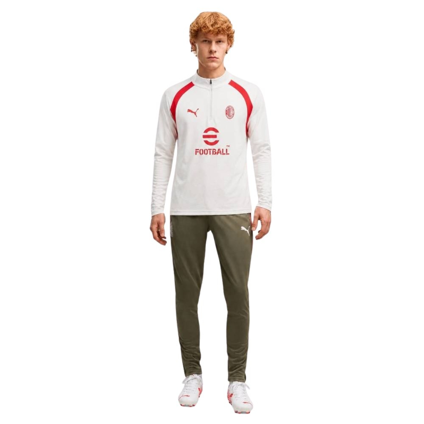 PUMA AC Milan Trainingspak 1/4-Zip 2026-2027 Lichtgrijs Donkergroen Rood Wit