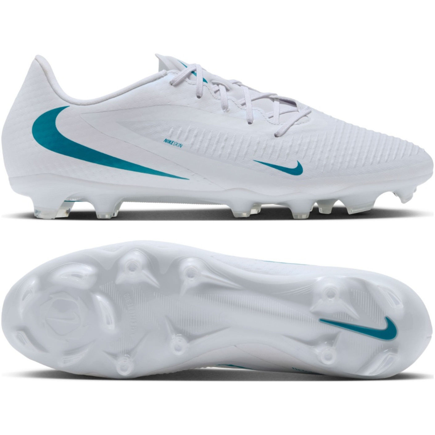 Nike Phantom 6 Low Academy Grass/Artificial Grass Football Boots (MG) White Turquoise
