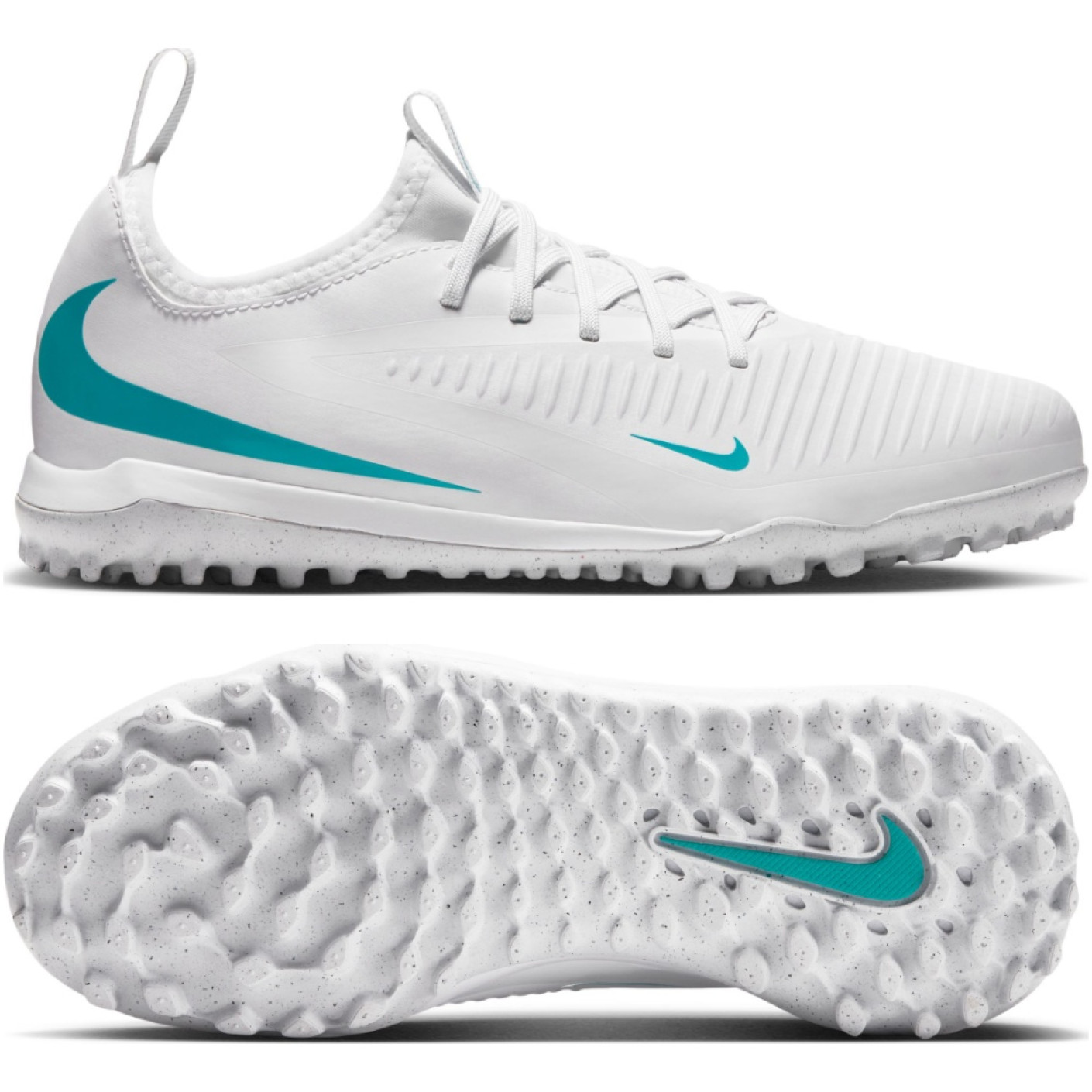 Nike Phantom 6 Low Academy Turf Voetbalschoenen (TF) Kids Wit Turquoise