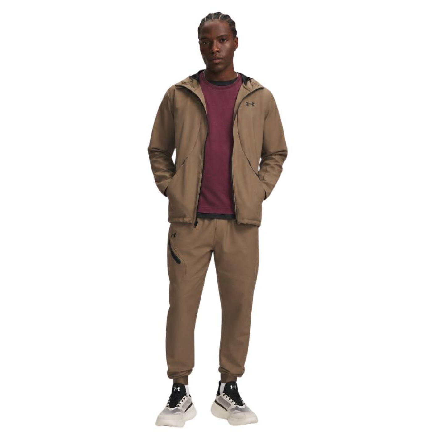 Under Armour Unstoppable Woven Trainingspak Lichtgrijs Bruin Zwart