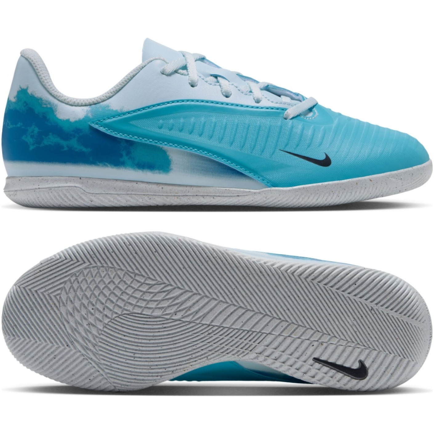 Nike Phantom 6 Low Haaland Club Zaalvoetbalschoenen (IN) Kids Lichtblauw Blauw Felblauw