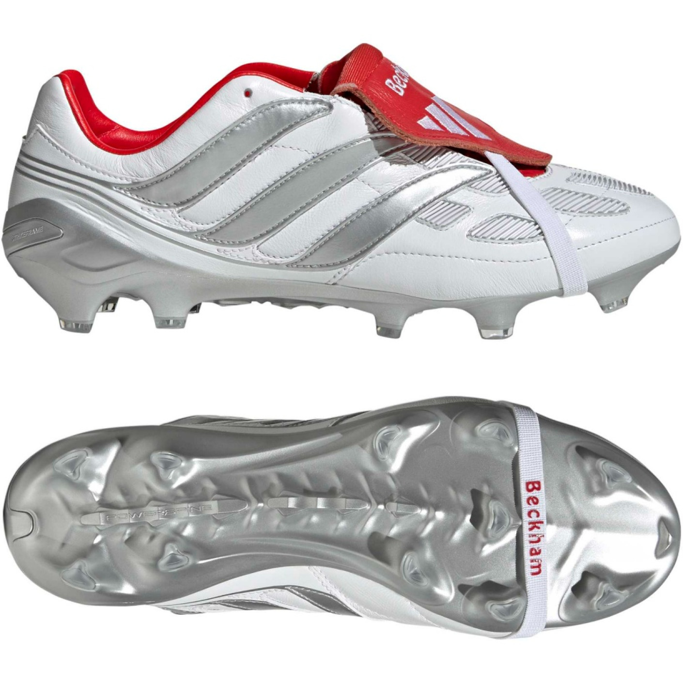 adidas Predator Precision David Beckham Gras (FG) Football Boots (FG) White Silver Bright Red