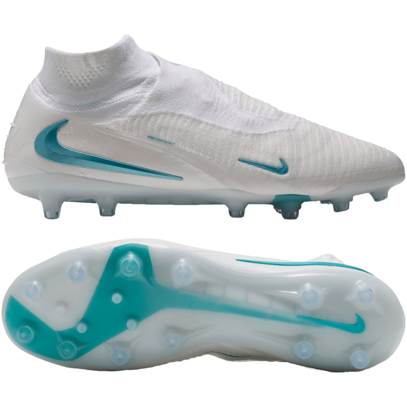 Nike Phantom 6 High Elite Artificial Grass Football Boots (AG) White Turquoise