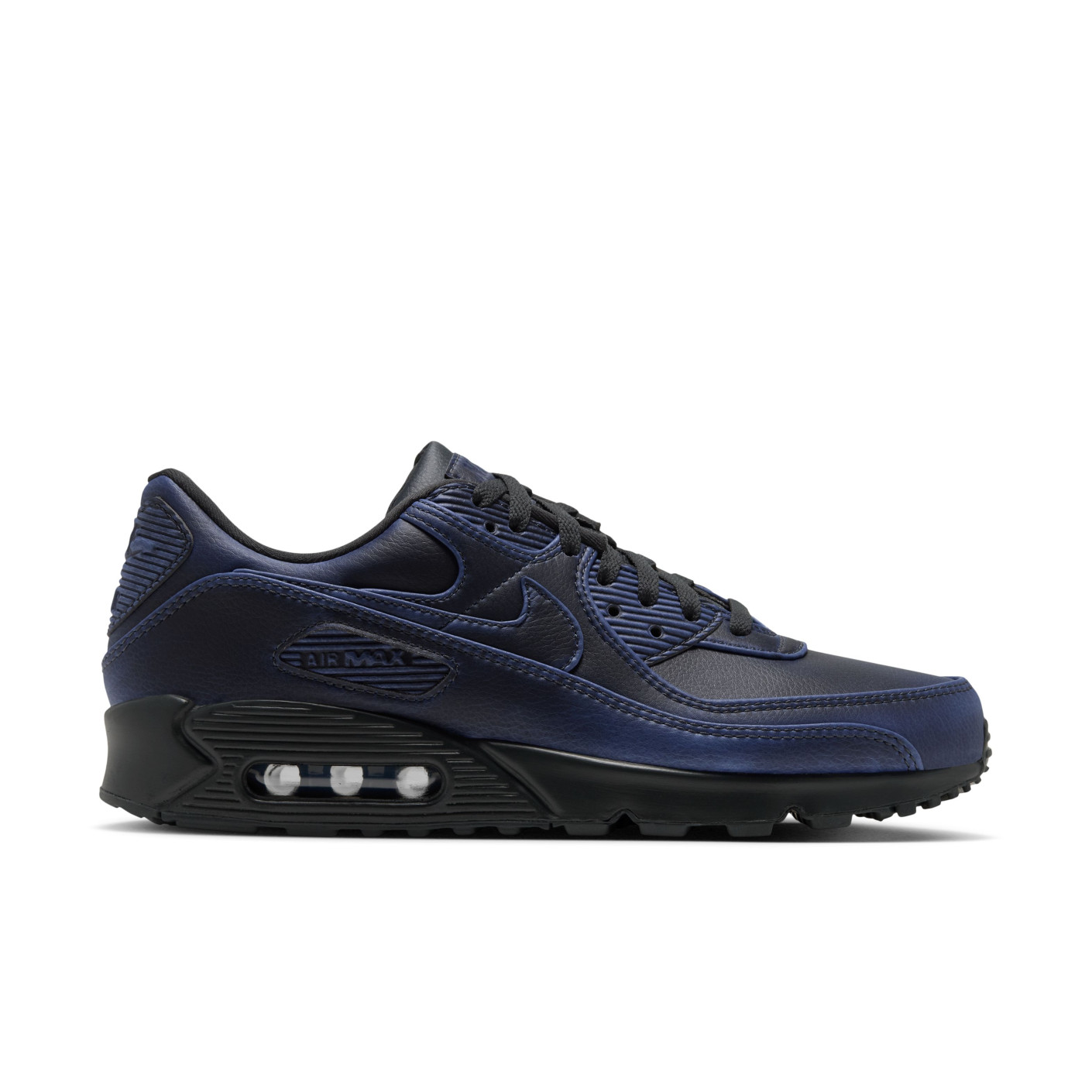 Nike Air Max 90 Premium Sneakers Black Dark Smoke Grey University Blue