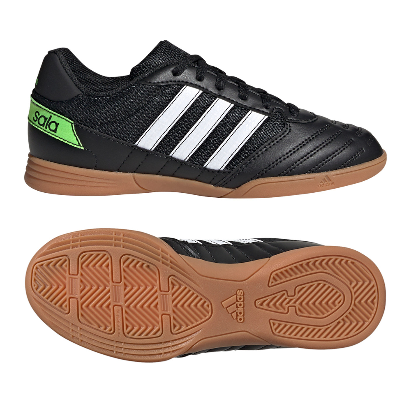 adidas Super Sala Zaalvoetbalschoenen (IN) Kids Zwart Wit Groen