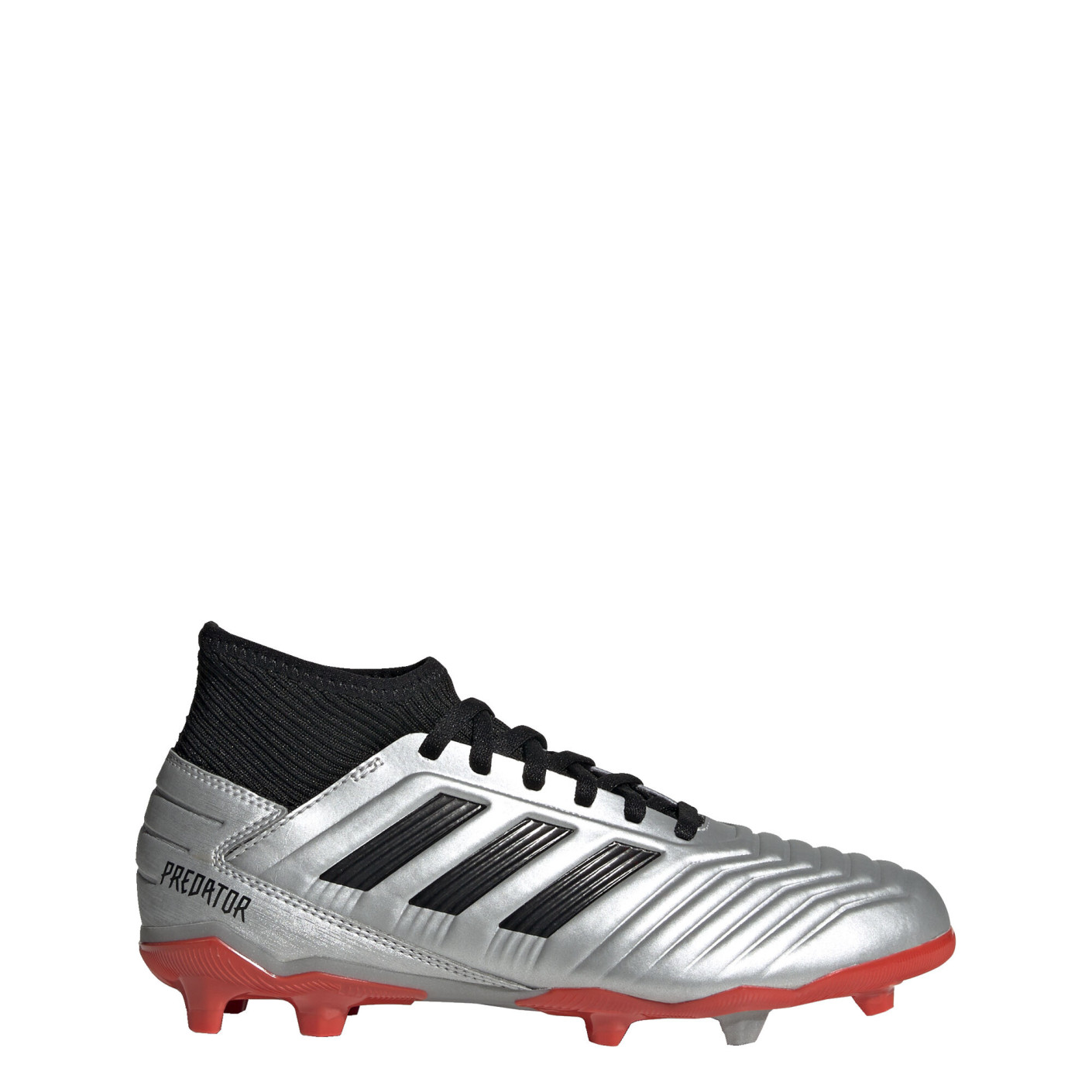 adidas PREDATOR 19.3 Gras Voetbalschoenen (FG) Kids Zilver Zwart Rood
