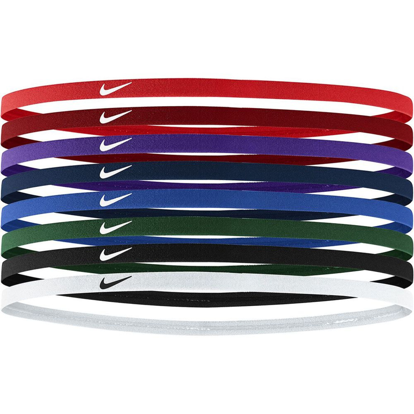 Nike Skinny Haarbandjes 8 pack Rood Paars Blauw Groen Zwart wit