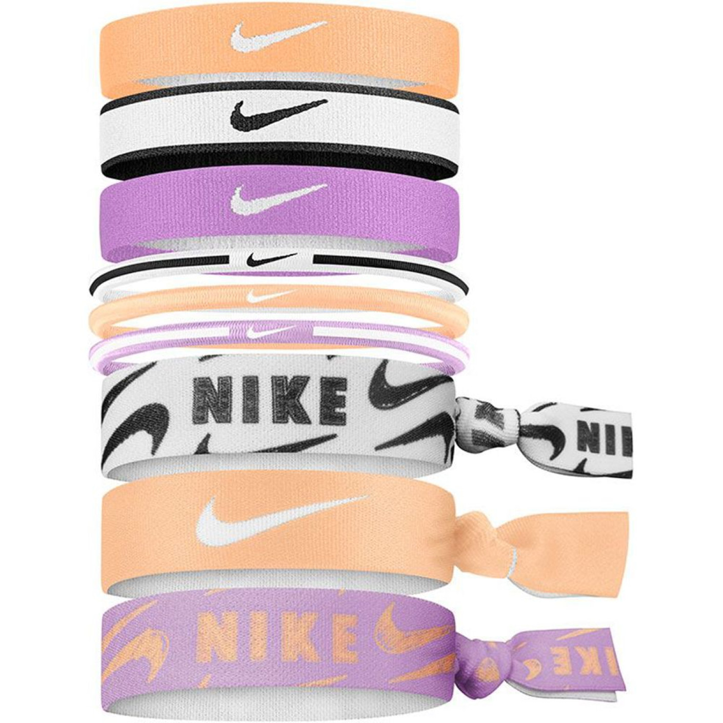 Nike Haar elastiekjes 9 Stuks Paars Oranje Wit Zwart
