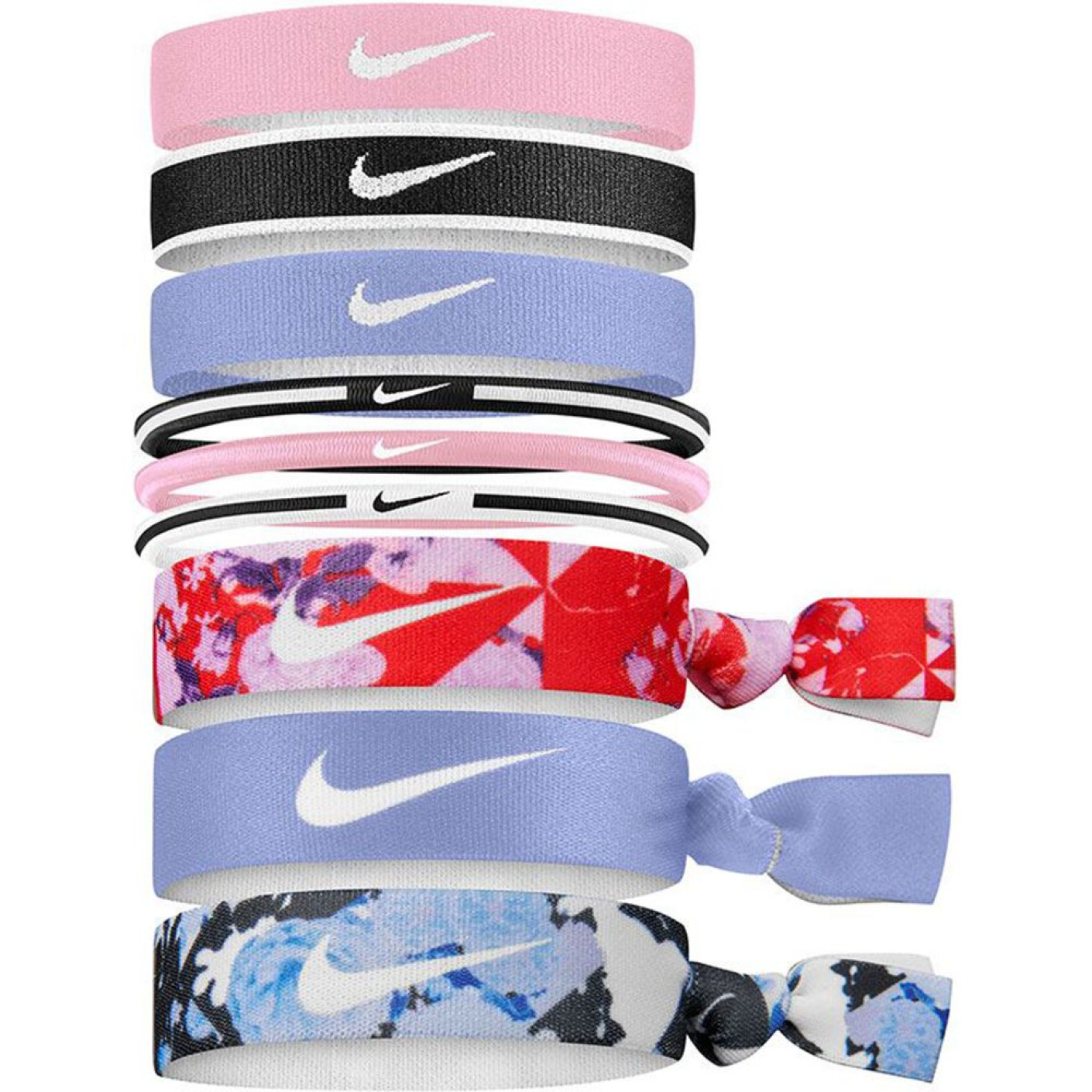 Nike Haar elastiekjes 9 Stuks Roze Blauw Zwart