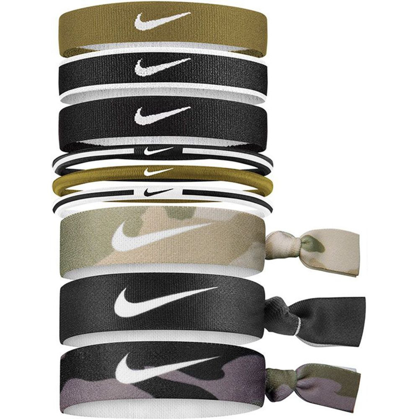 Nike Haar elastiekjes 9 Stuks Zwart Groen