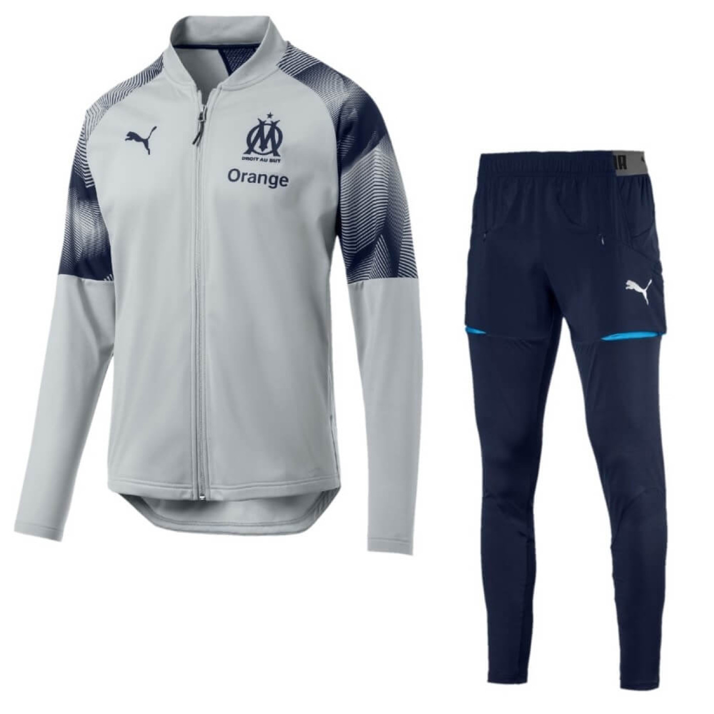 PUMA Olympique Marseille Polyester Trainingspak 2018-2019 Grijs Blauw