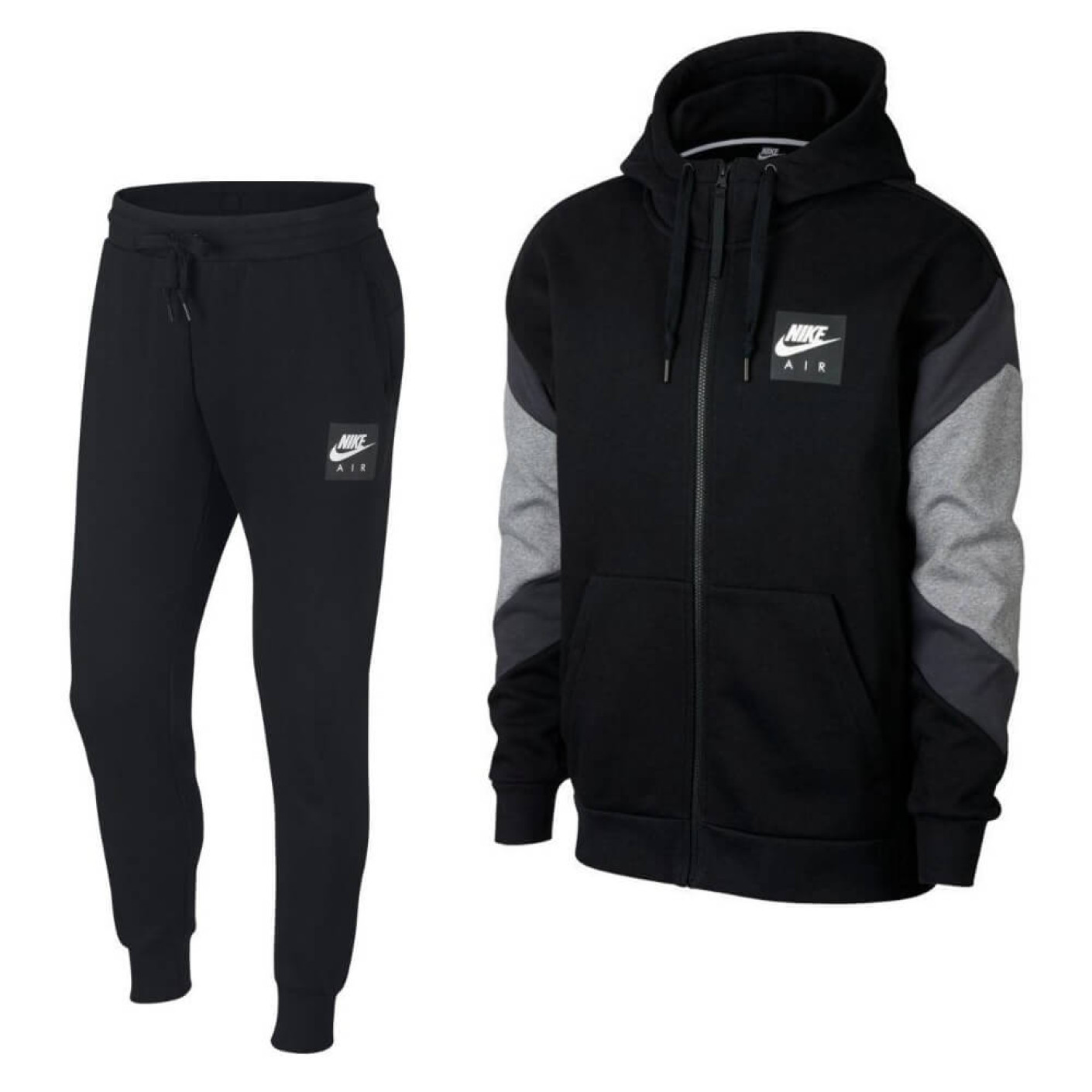 Nike AIR Trainingspak Full Zip Fleece Zwart Grijs
