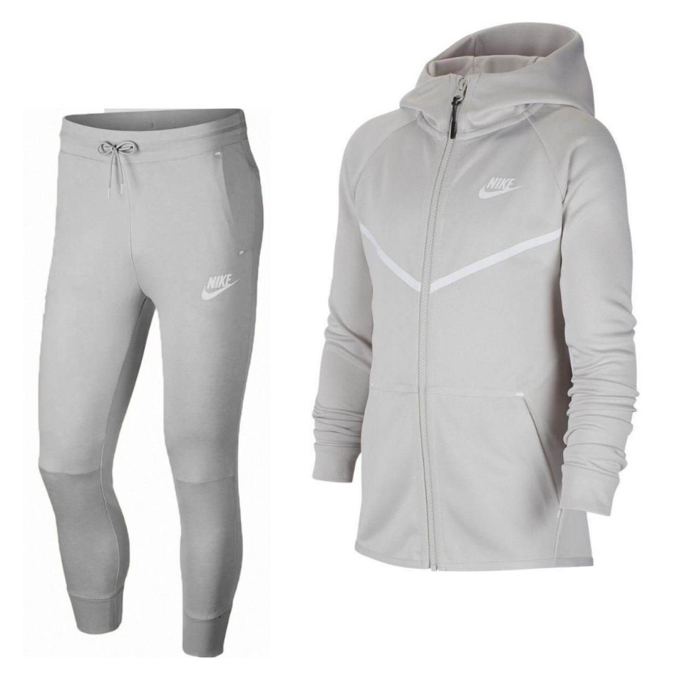 Nike Tech Fleece Trainingspak FZ Kids Beige Wit