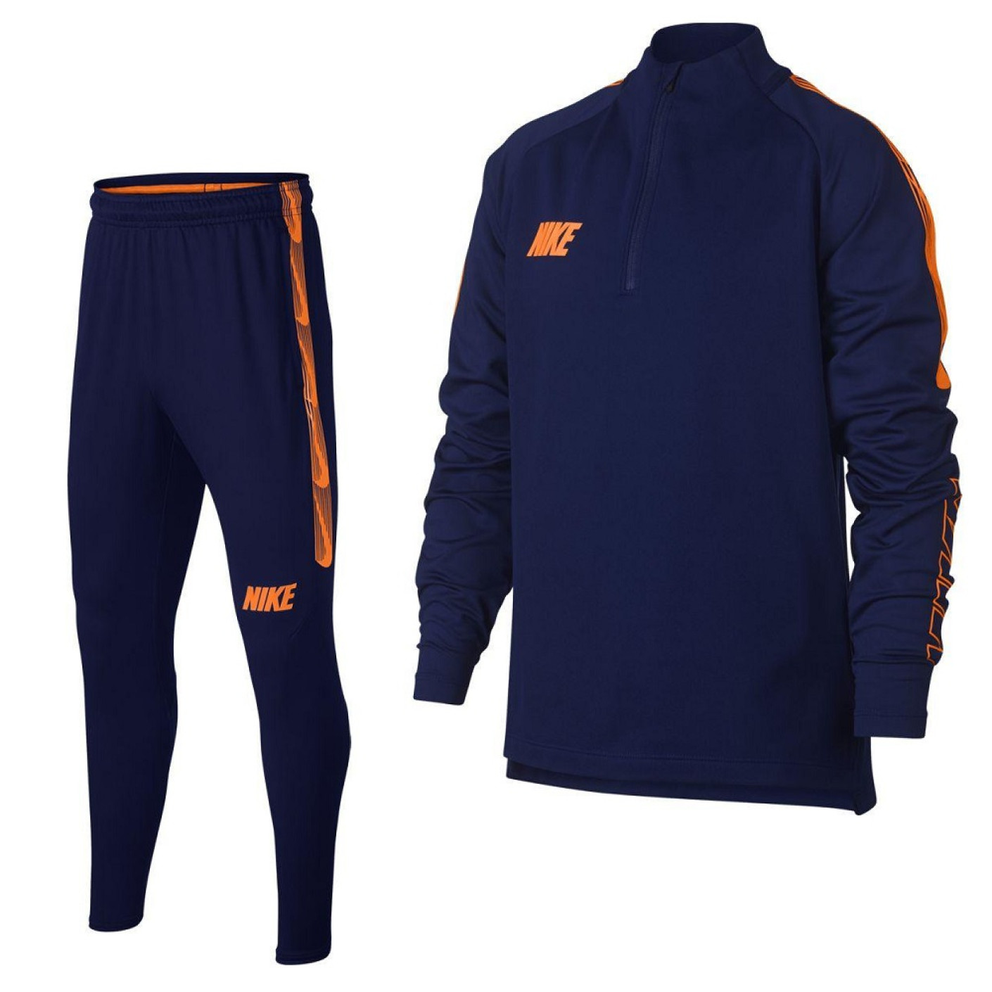 Nike Dry Squad Trainingspak Kids Donkerblauw Oranje