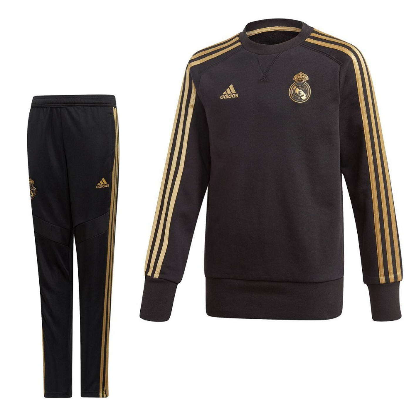 adidas Real Madrid Sweat Trainingspak 2019-2020 Kids Zwart Goud