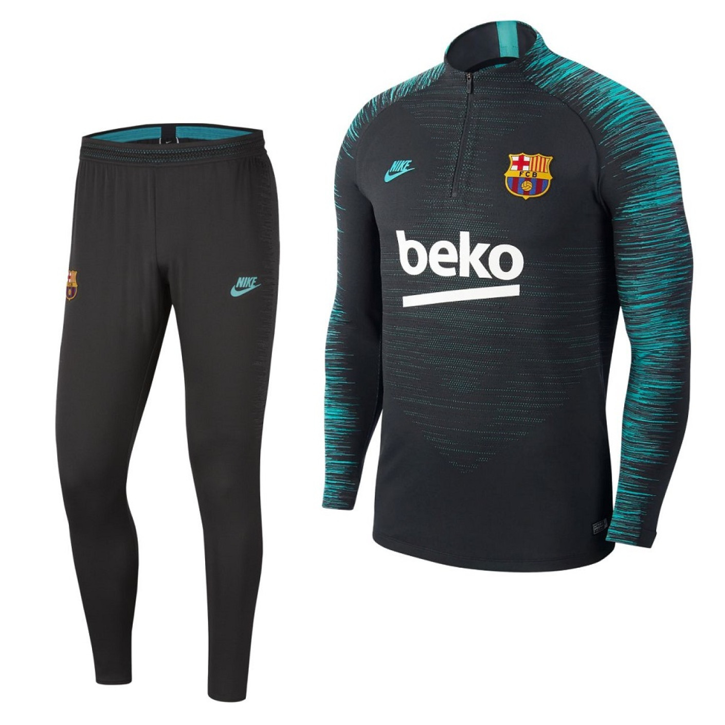 Nike FC Barcelona VaporKnit Strike Trainingspak Champions League 2019-2020  Donkergrijs Groen
