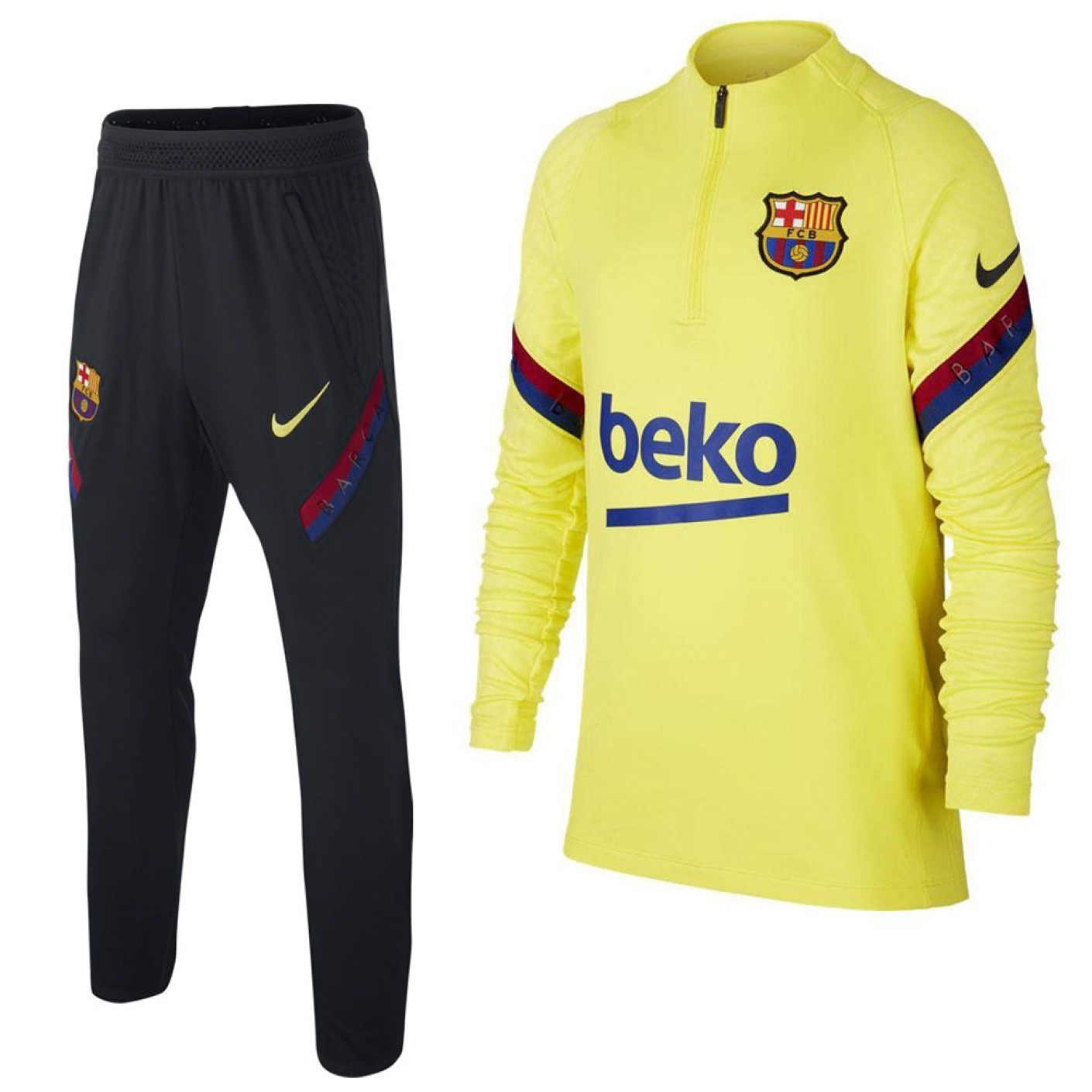 Nike FC Barcelona Strike Trainingspak 2019-2020 Kids Geel Blauw