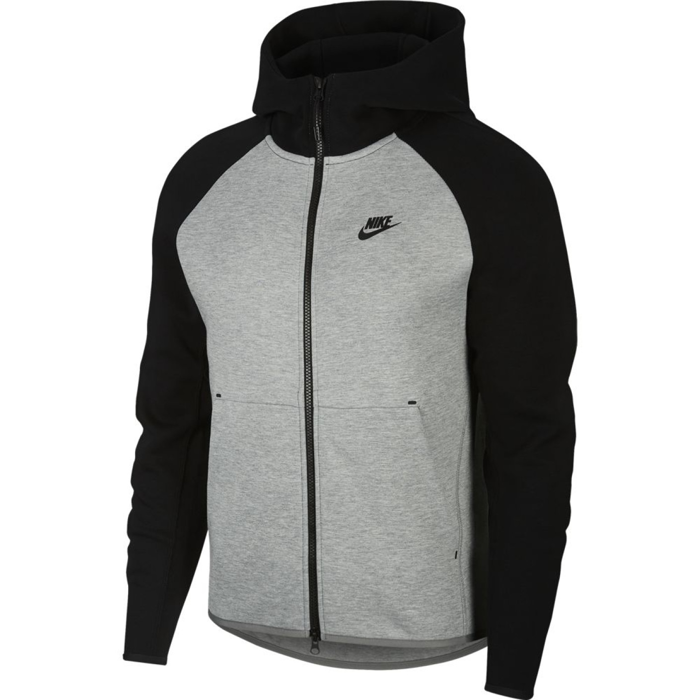 Nike NSW Tech Fleece Full Zip Hoodie Kids Grijs Zwart - Voetbalwinkel.nl