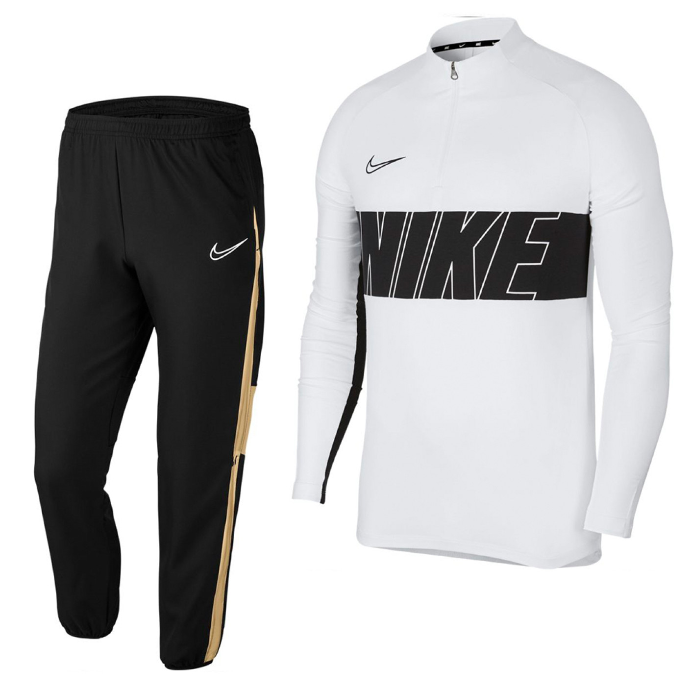 Nike Dry Academy Trainingspak Wit Zwart Goud