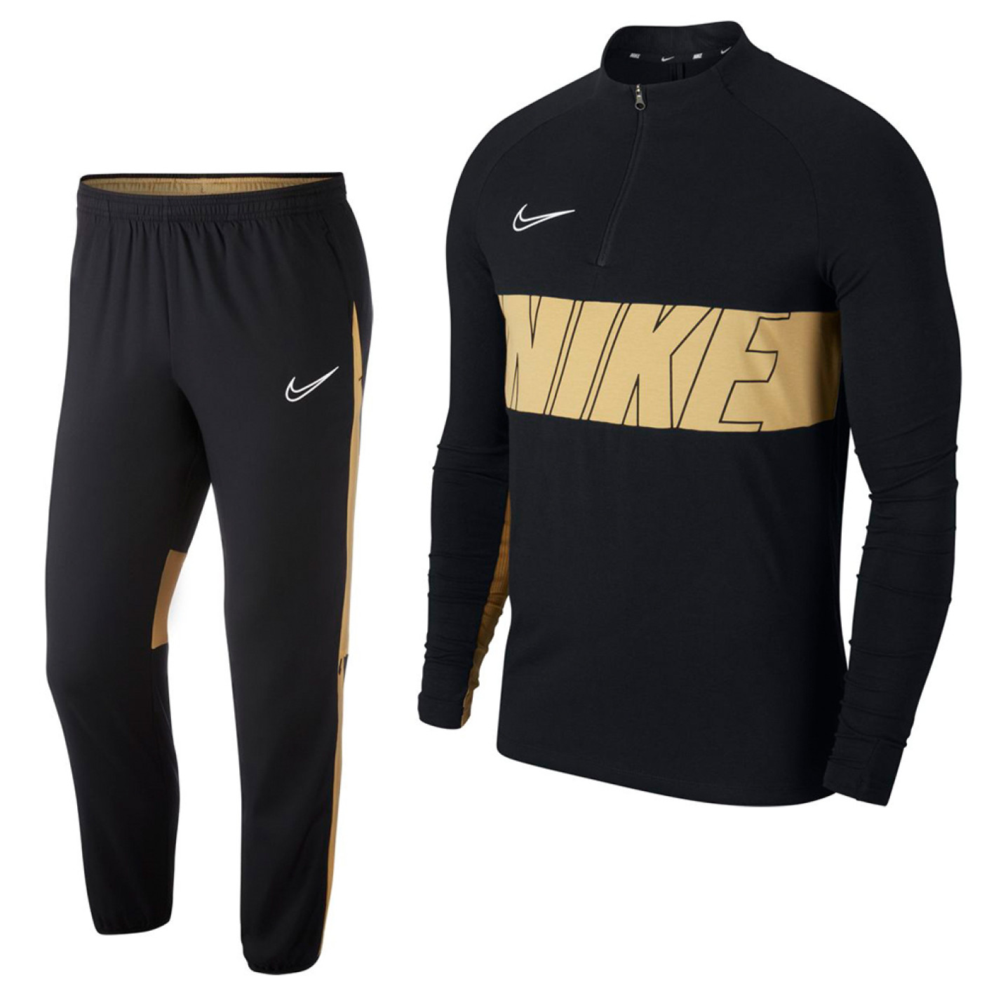 Nike Dry Academy Trainingspak Zwart Goud Zwart