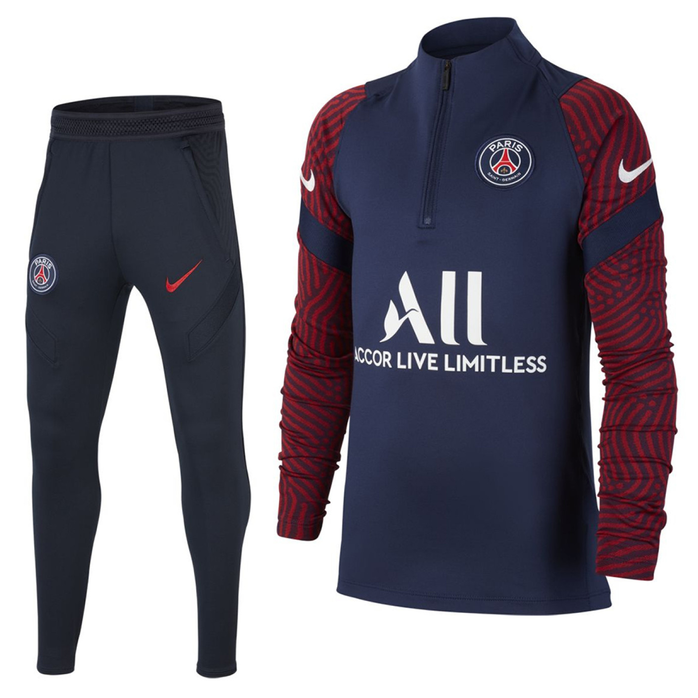 Nike Paris Saint Germain Strike Trainingspak 2020-2021 Kids Donkerblauw Rood