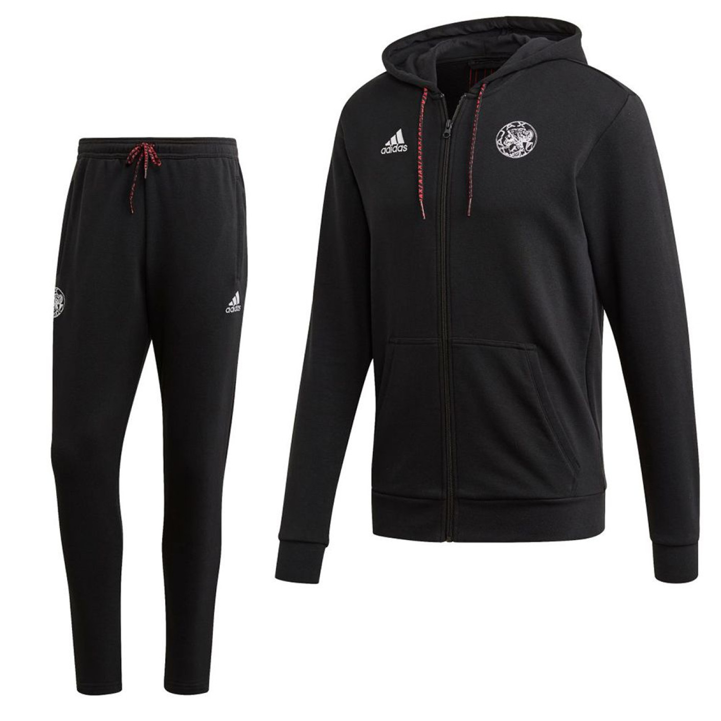 adidas Ajax Full Zip Hoodie Trainingspak 2020-2021 Zwart Rood