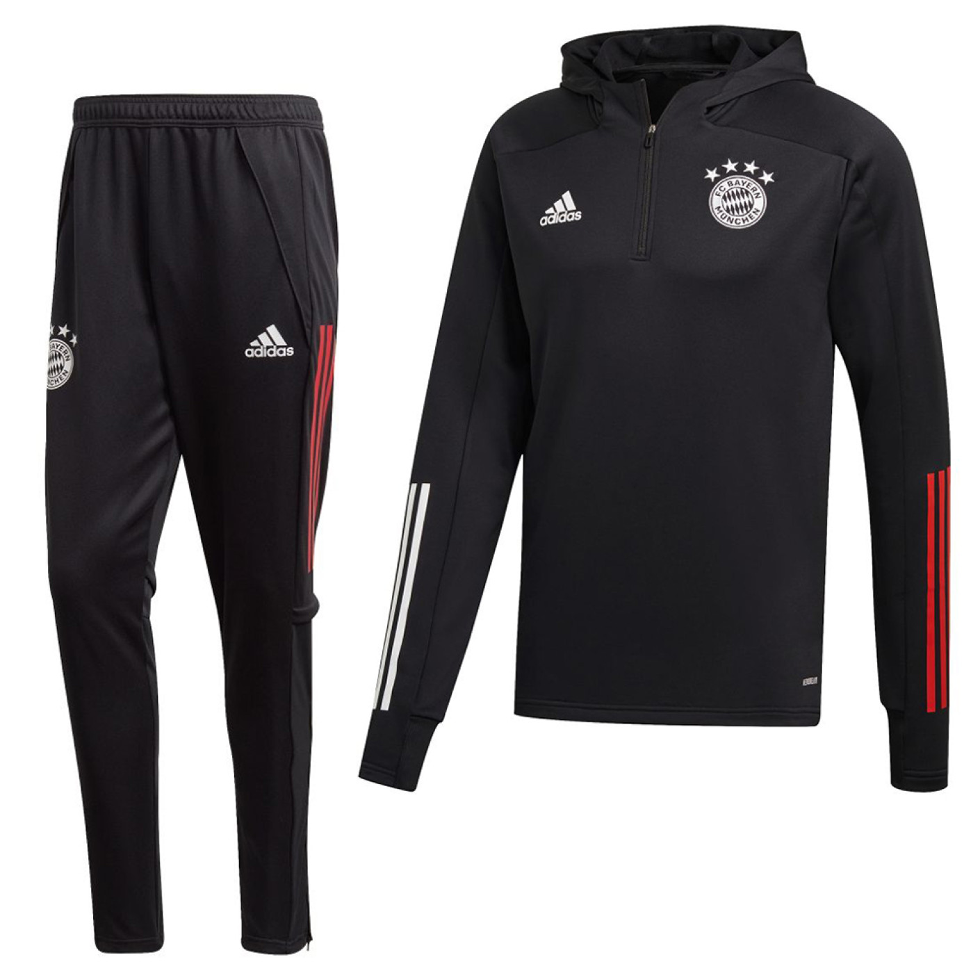 adidas Bayern Munchen Hoodie Trainingspak 2020-2021 Zwart Rood