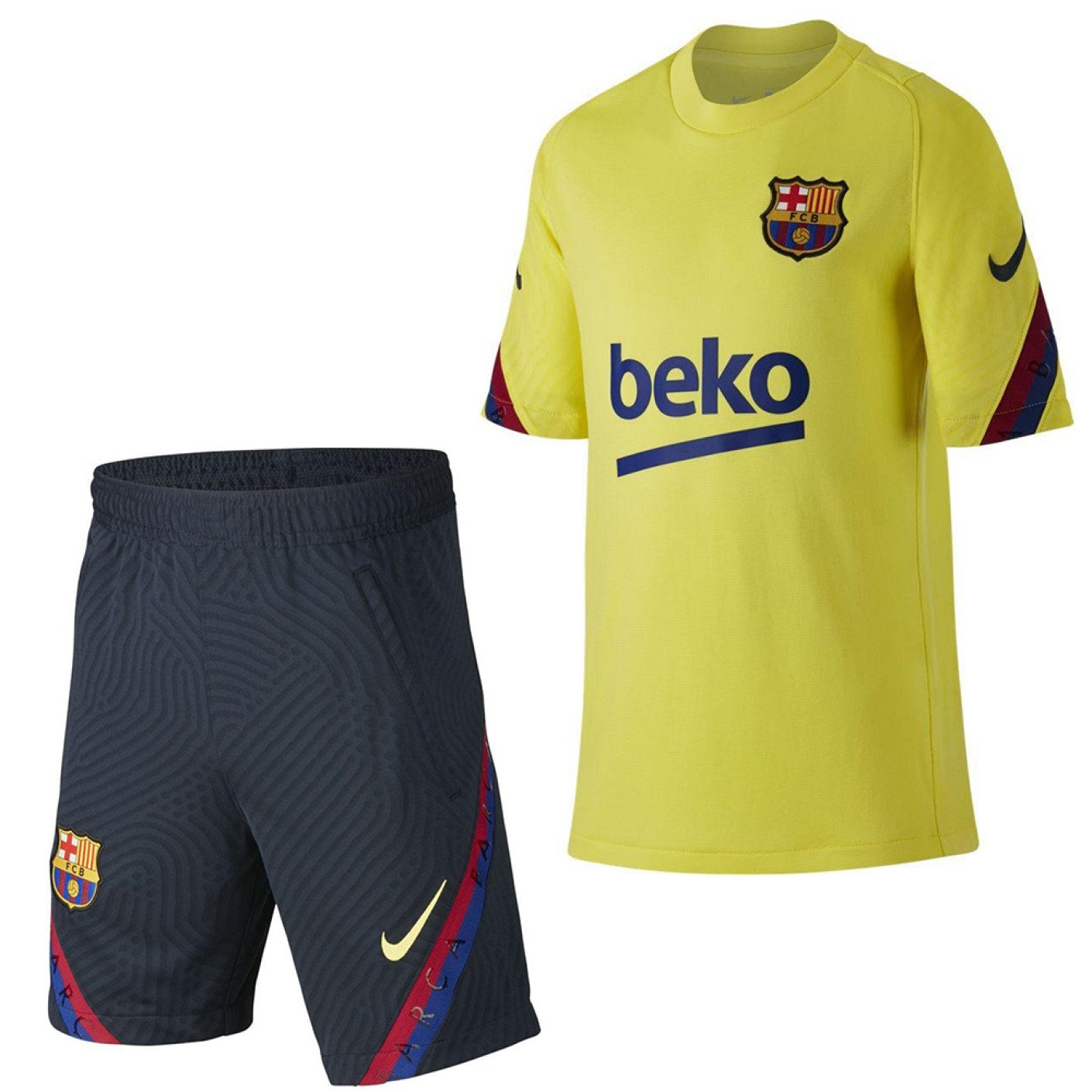 Nike FC Barcelona Strike Trainingsset 2019-2020 Kids Geel Blauw