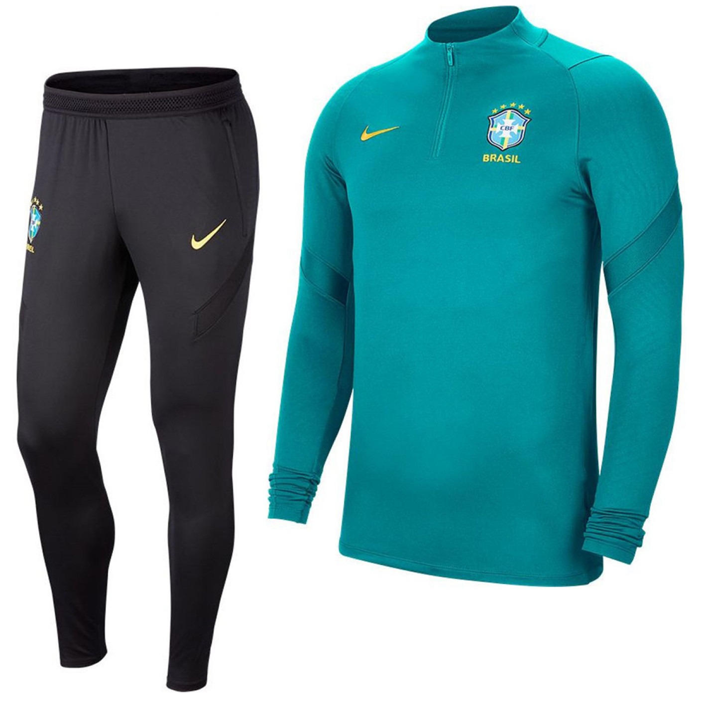 Nike Brazilie Dry Strike Trainingspak 2020-2021 Groen Geel