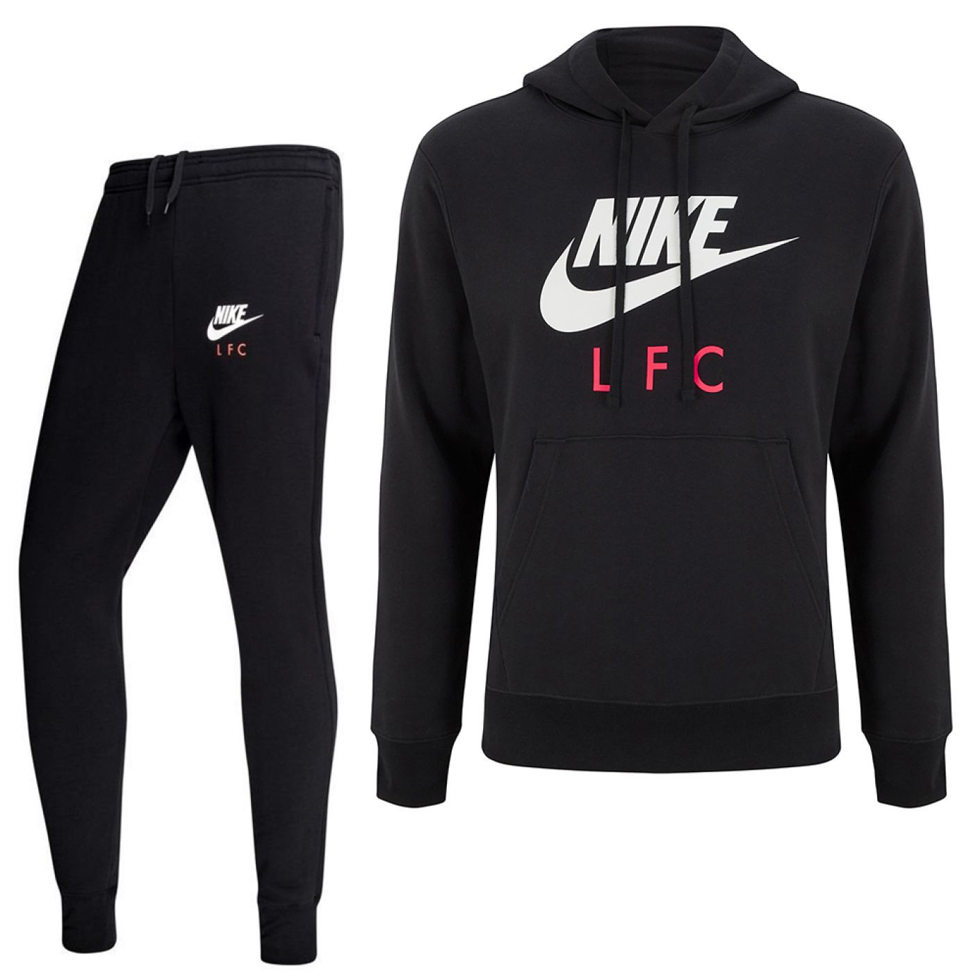 Nike Liverpool GFA Fleece CL Trainingspak 2020-2021 Zwart Wit
