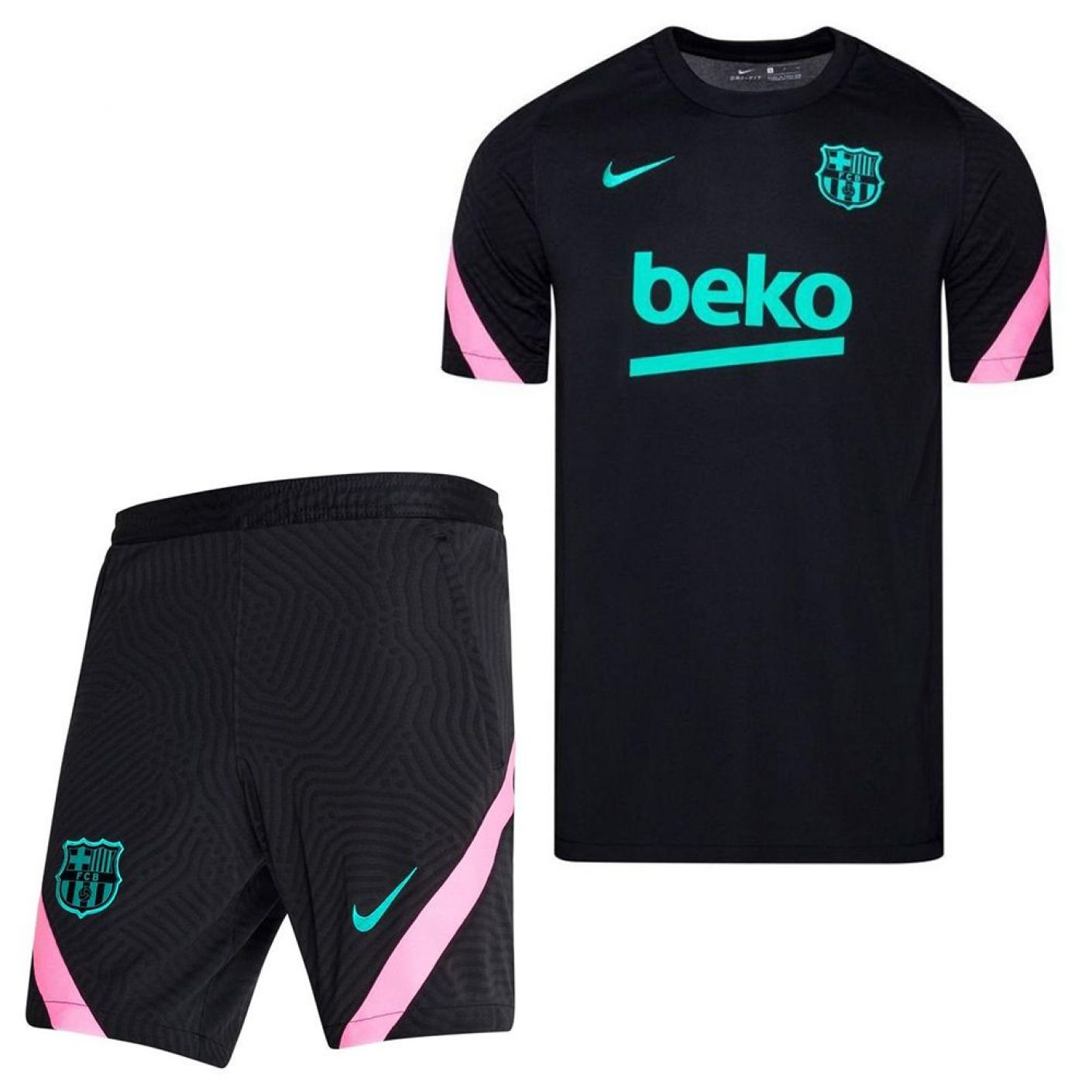 Nike FC Barcelona Dry Strike Trainingsset 2020-2021 Kids Zwart Roze
